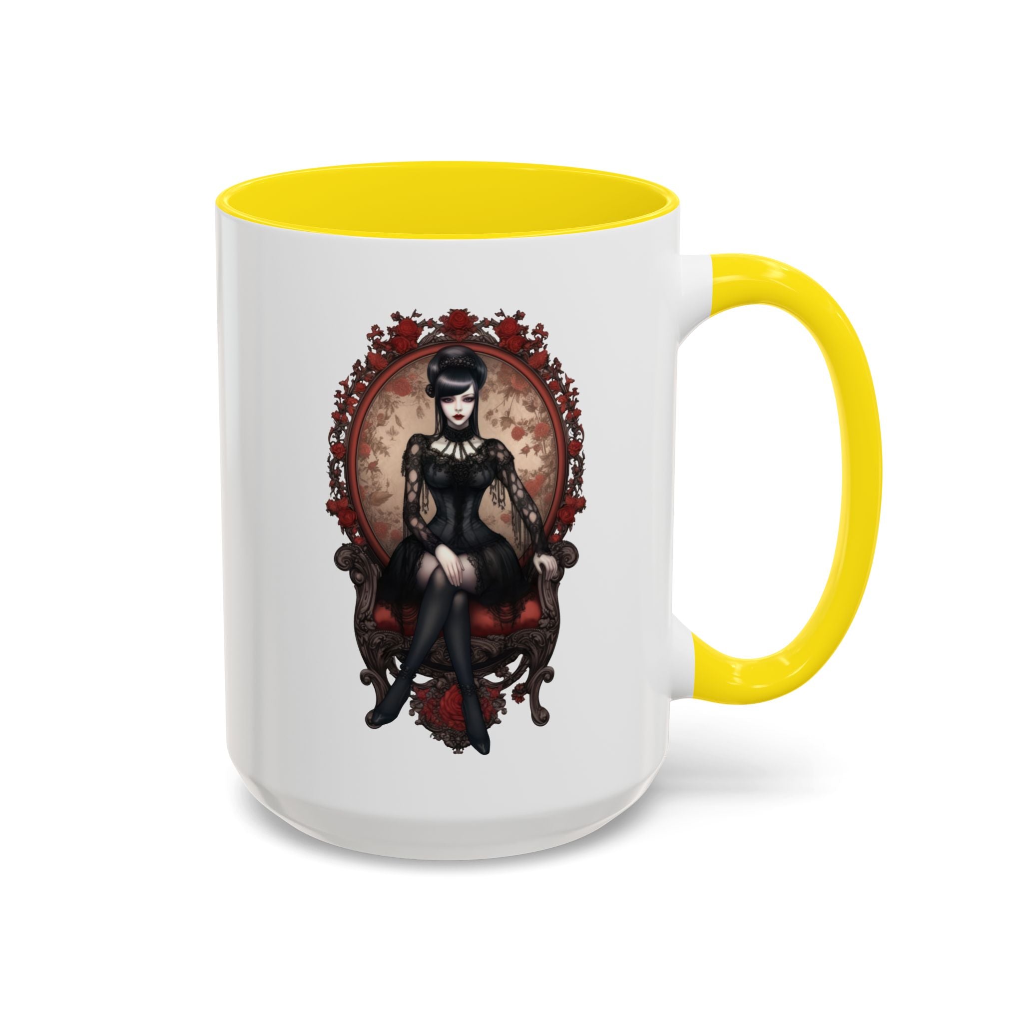 Gothic Elegance Coffee Mug - Unique Black Accent Mug for Witchy Vibes, Perfect Gift for Halloween, Goth Decor, Coffee Lovers, & Spooky