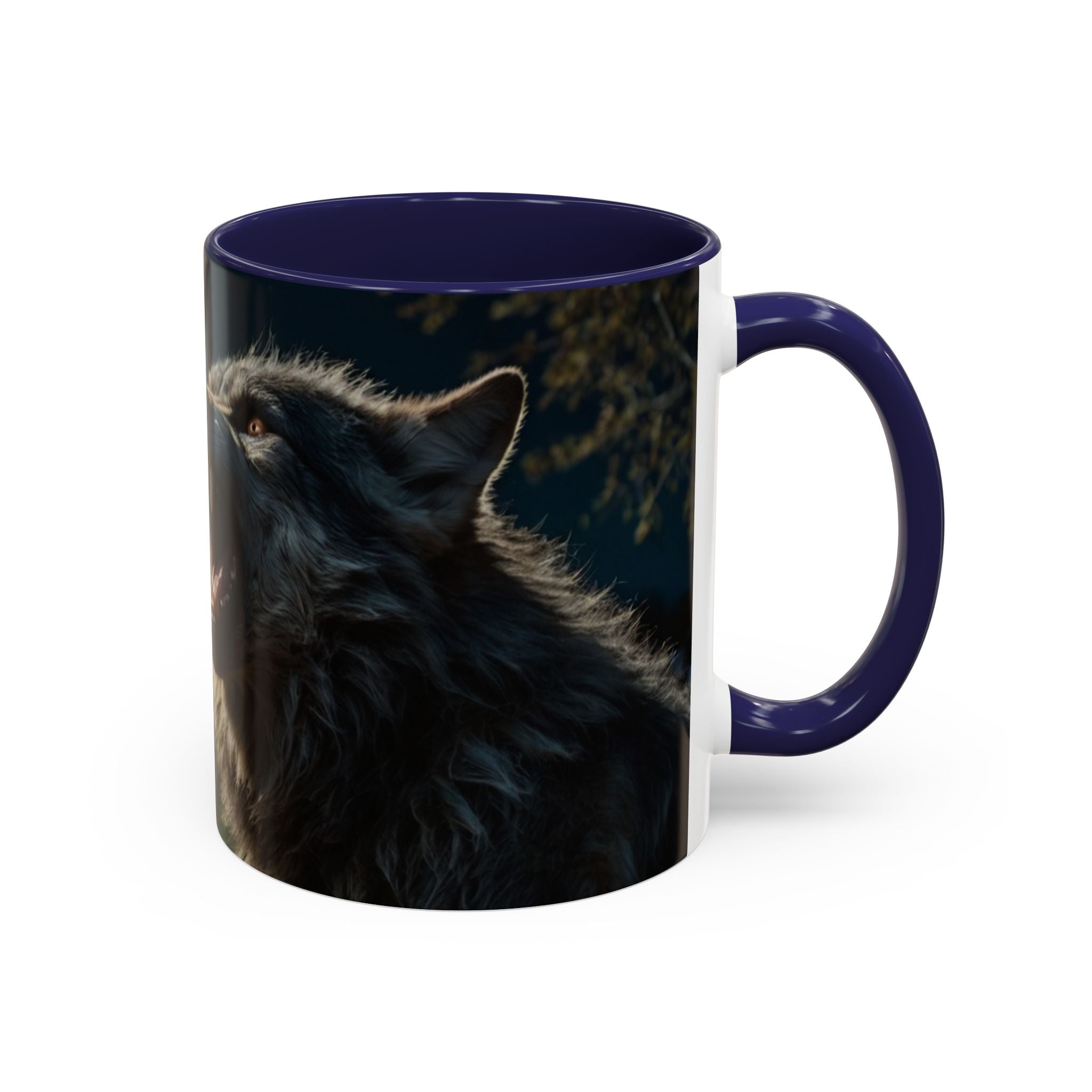 werewolf Howling Wolf Accent Coffee Mug – Gothic Cemetery Night Design (11/15oz) fantasy horror