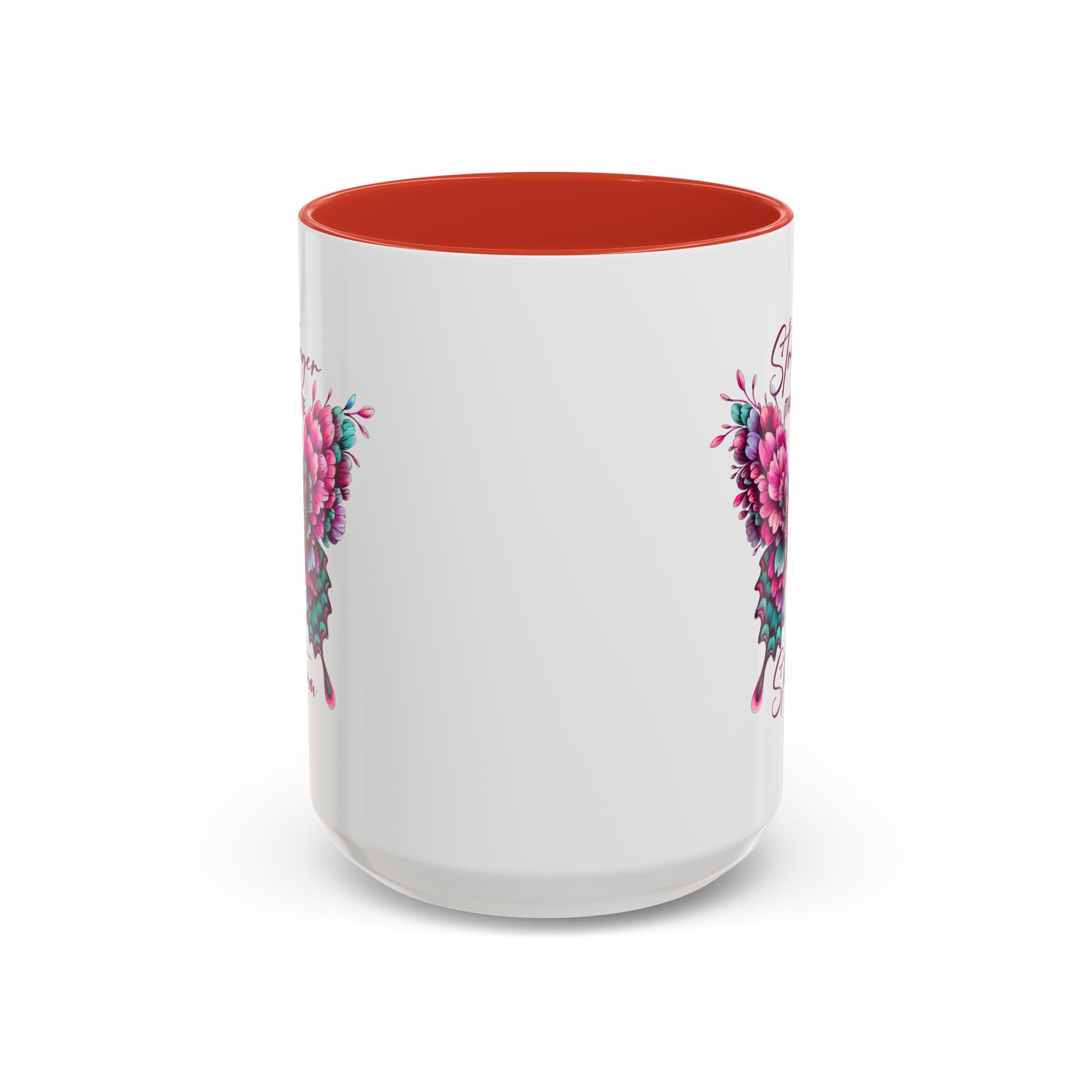Stronger Than The Storm Accent Coffee Mug - Inspirational Butterfly Design