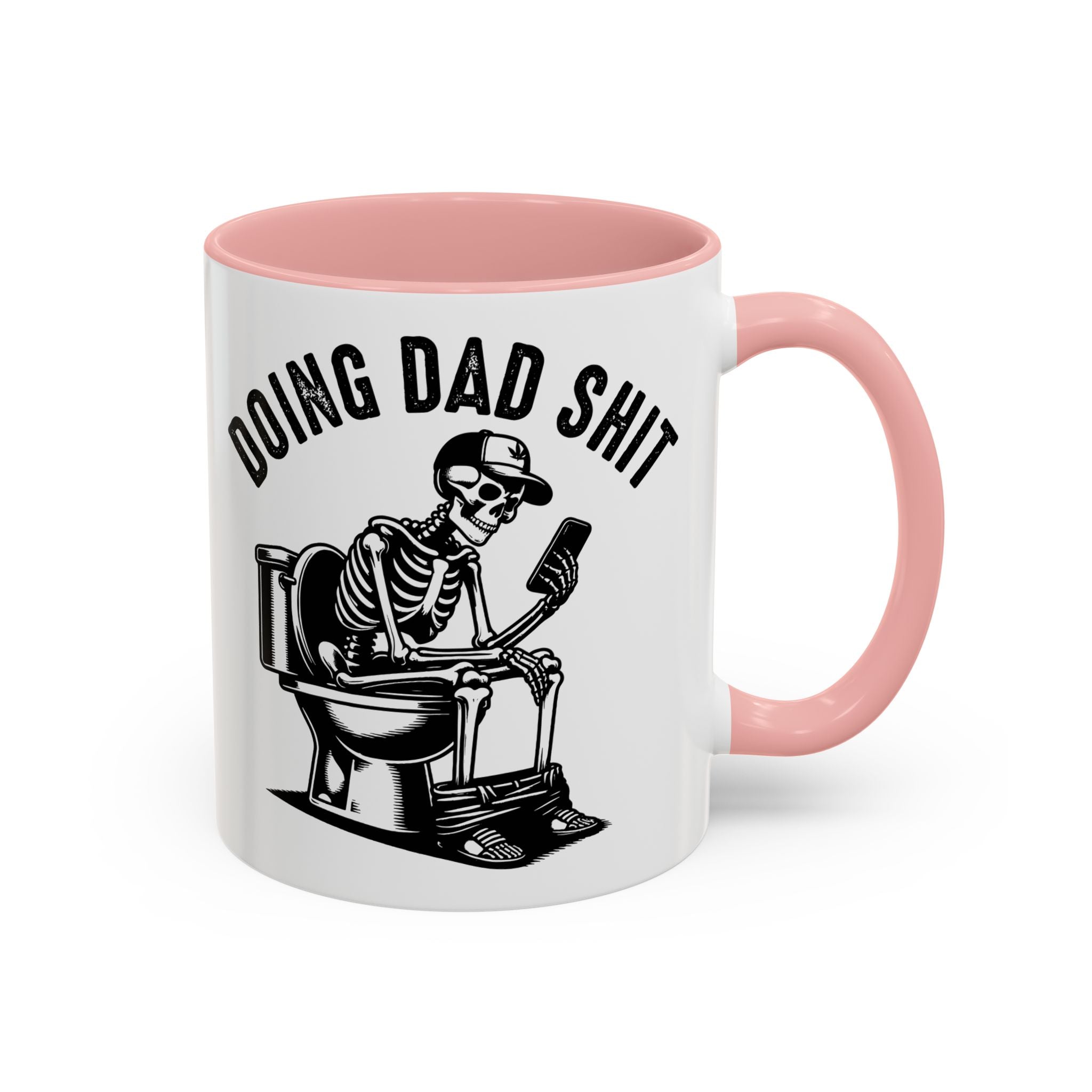 Doing Dad Shit Coffee Mug — Funny Skeleton Dad Toilet Humor Accent Mug