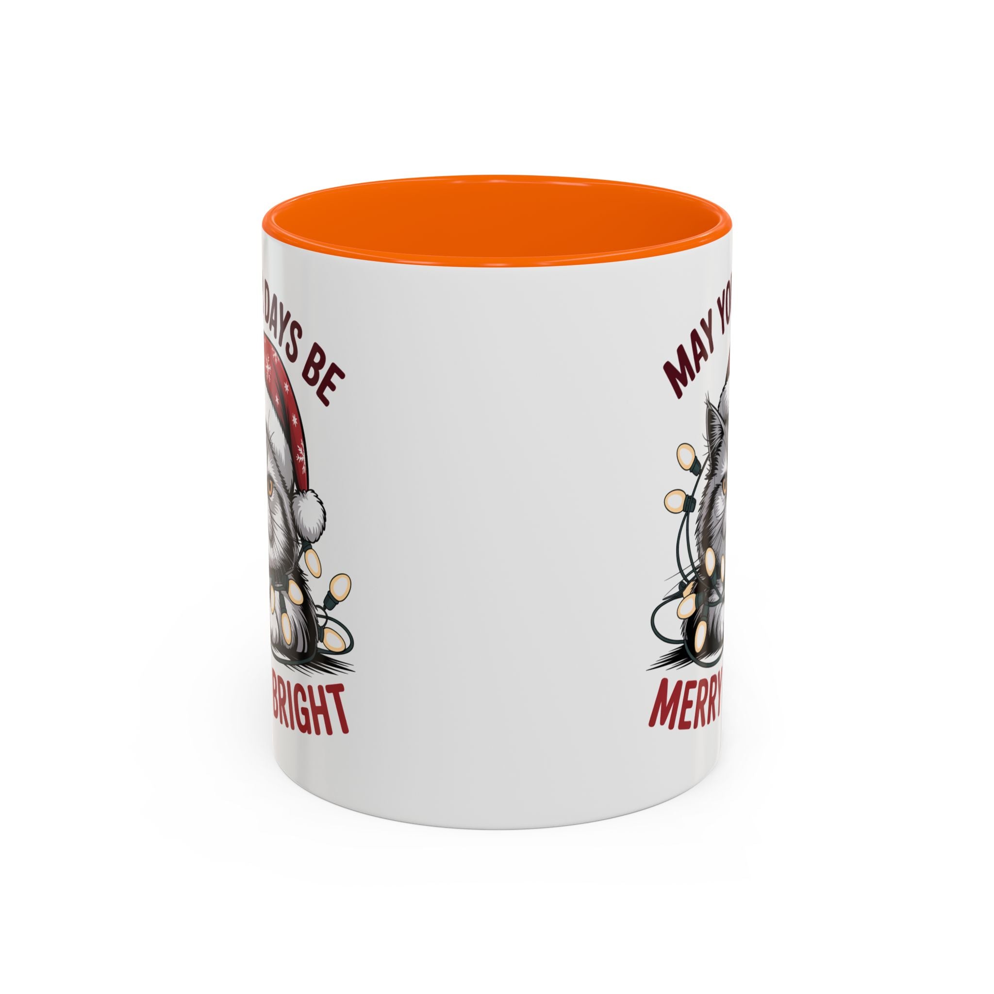 Funny Holiday Cat Mug - "May Your Days Be Merry & Bright"