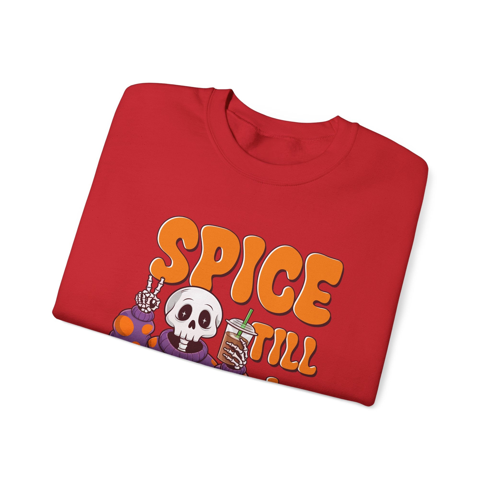 Spooky Fall Sweatshirt - Unisex Crewneck with 'Spice Till I Die' Design, Halloween, Cozy Autumn Vibe, Perfect for Halloween Parties