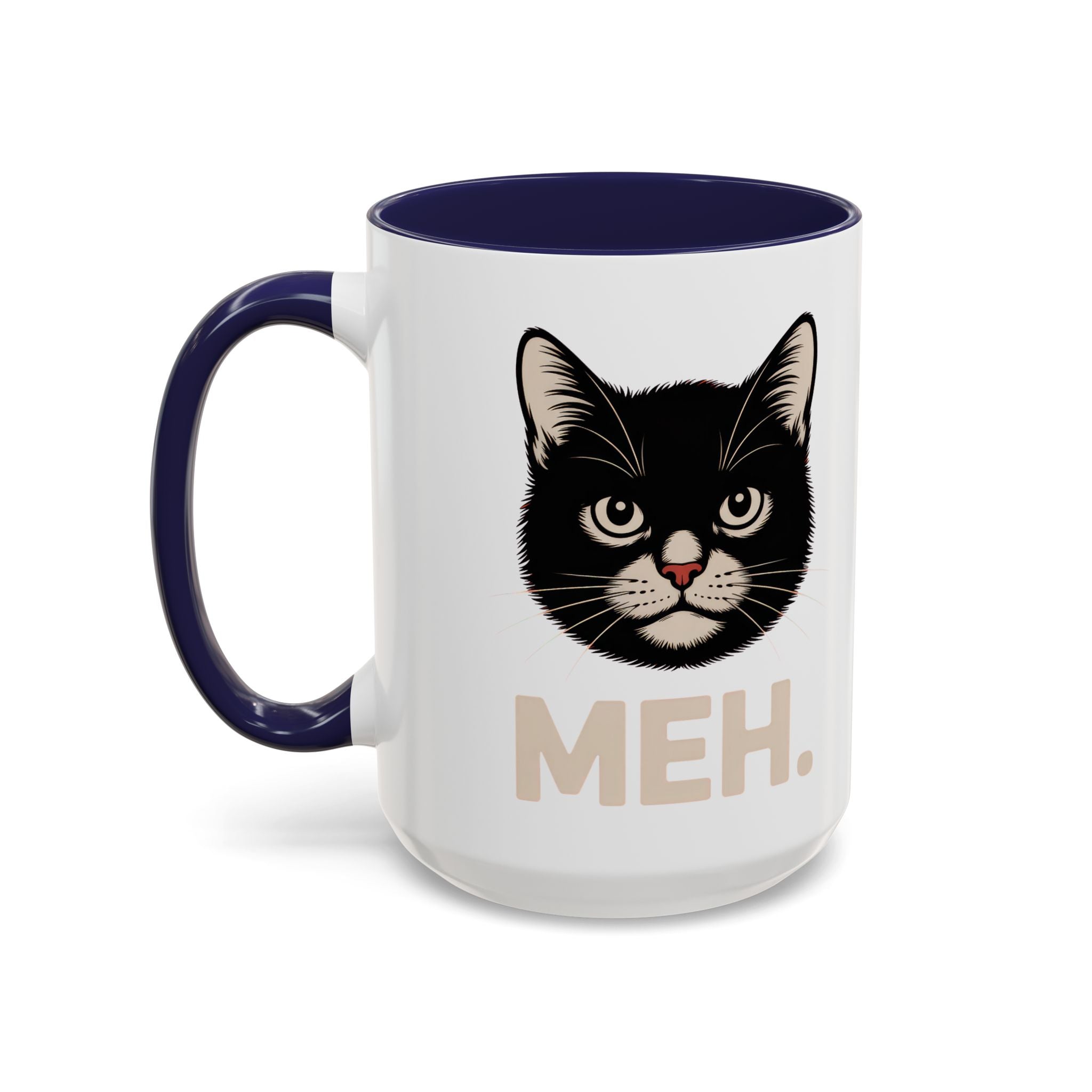 Tuxedo Cat 'MEH.' Accent Coffee Mug — Funny Cat Lover Ceramic Mug