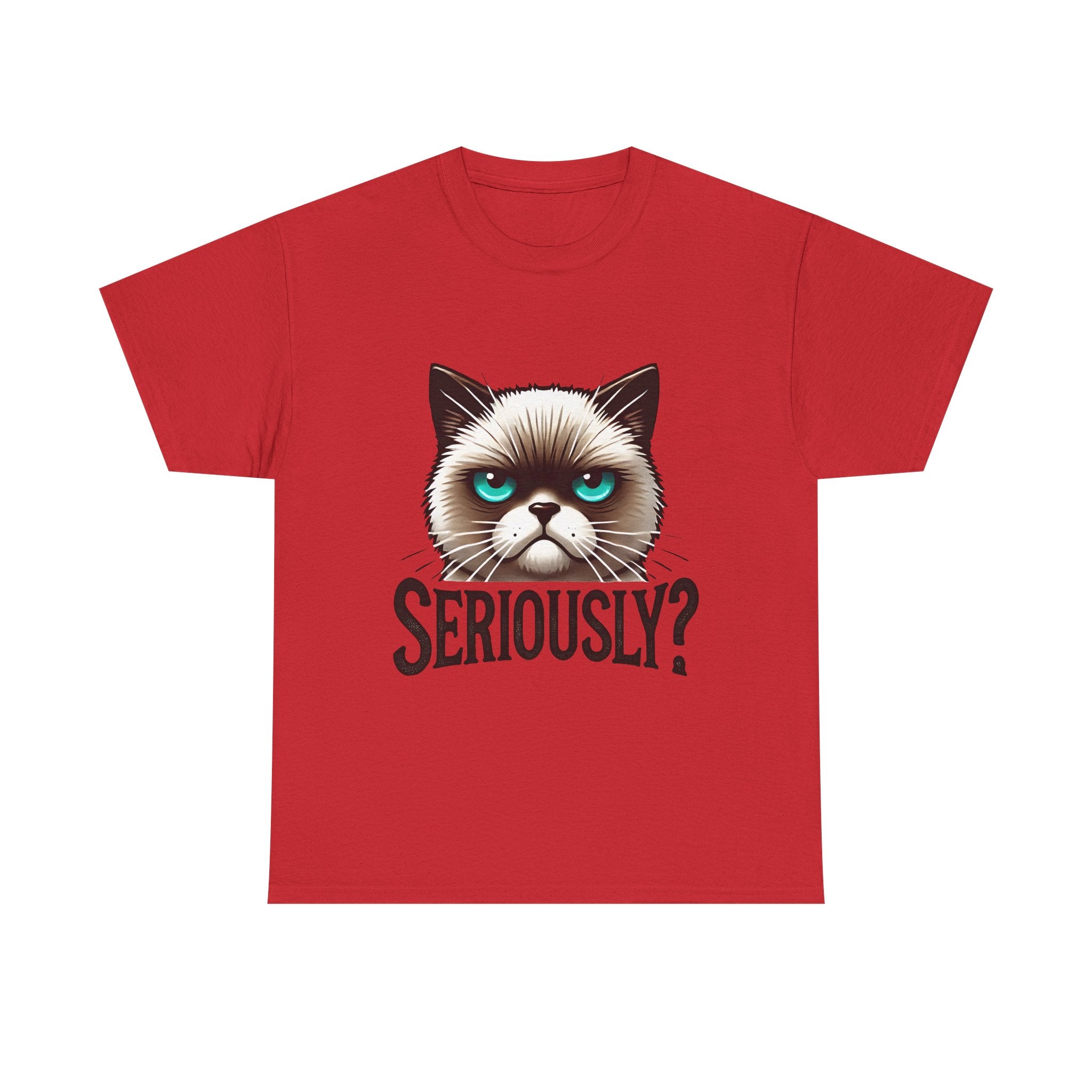 Funny Cat Graphic Tee - 'Seriously?' Unisex Heavy Cotton Shirt