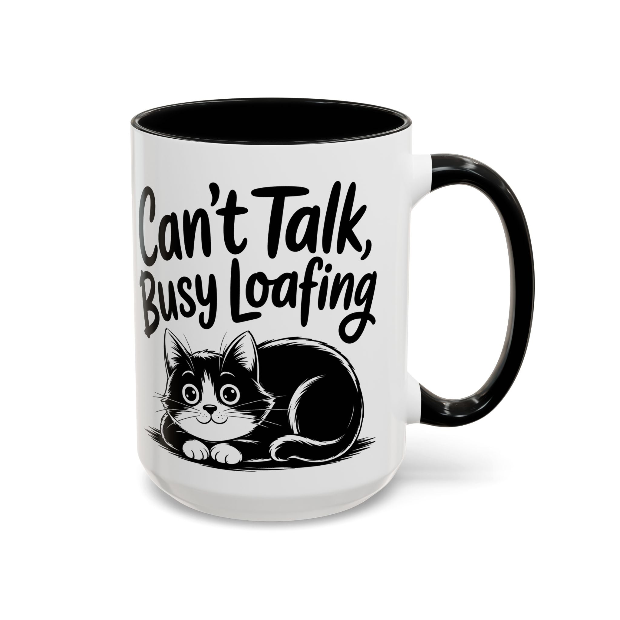 Can't Talk, Busy Loafing Cat Coffee Mug — Cute Cat Lover Gift (11/15oz)