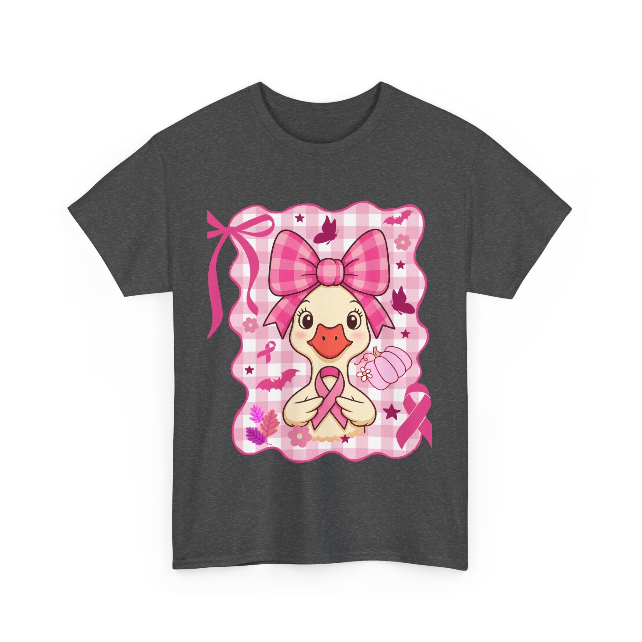 Cute Pink Ribbon Duck Tee, Breast Cancer Awareness Shirt, Funny Unisex Cotton T-Shirt, Gift for Her, Cute Animal Apparel