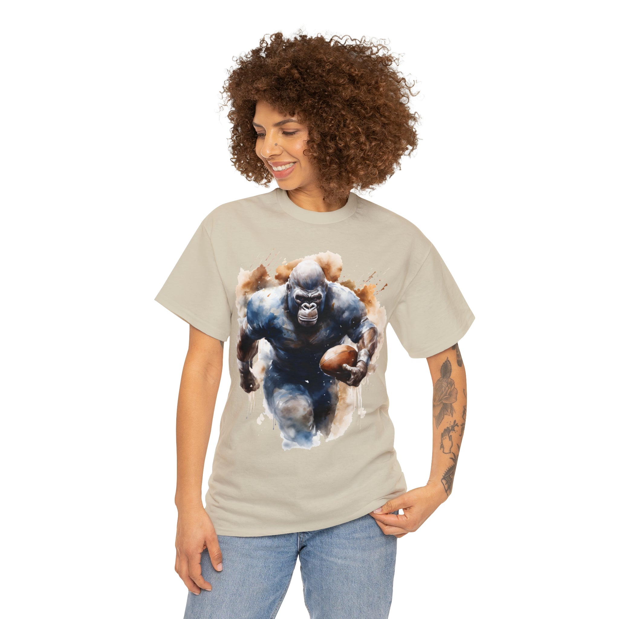 funny Football gorilla t shirt gift Unisex Heavy Cotton Tee