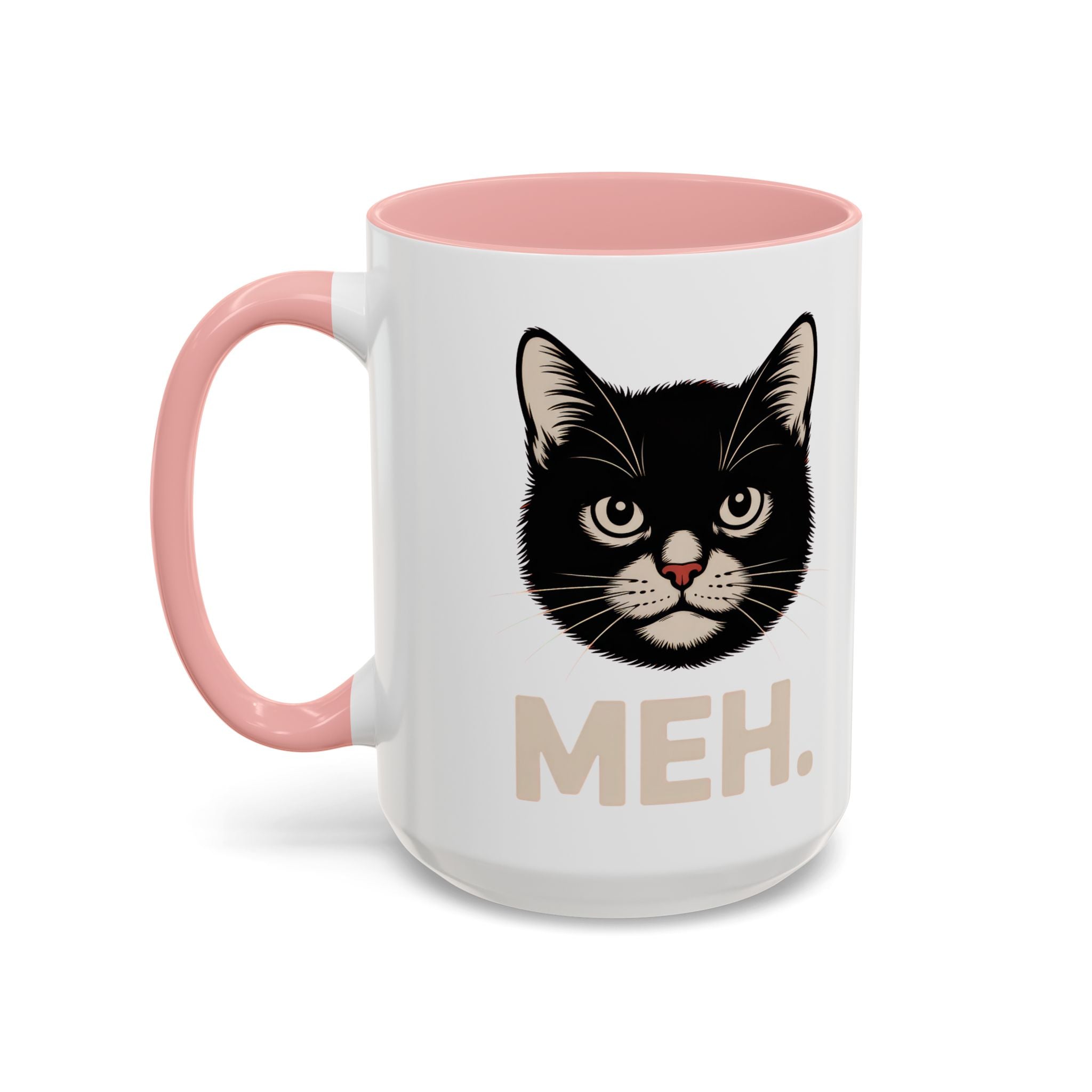 Tuxedo Cat 'MEH.' Accent Coffee Mug — Funny Cat Lover Ceramic Mug