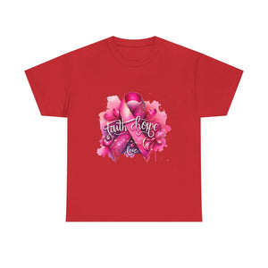 Breast Cancer Awareness Tee, Faith and Hope Message Shirt, Support Shirt, Gift for Survivors, Inspirational T-Shirt