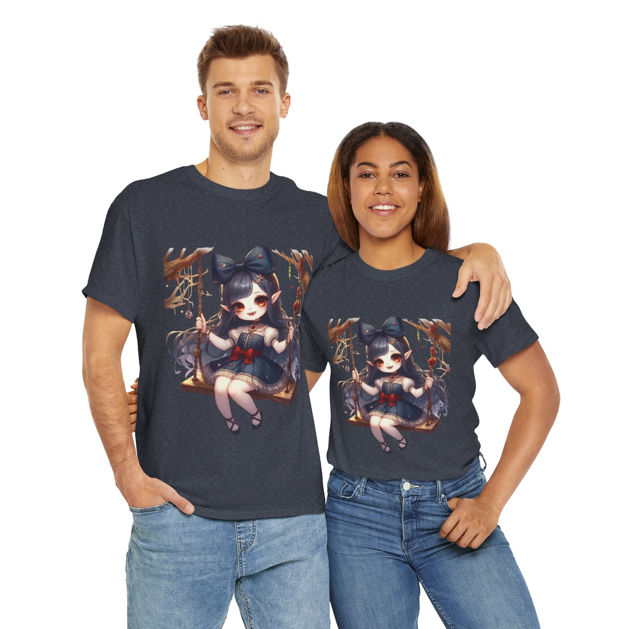 vampire girl on a swing horror Unisex Heavy Cotton Tee men women halloween #23