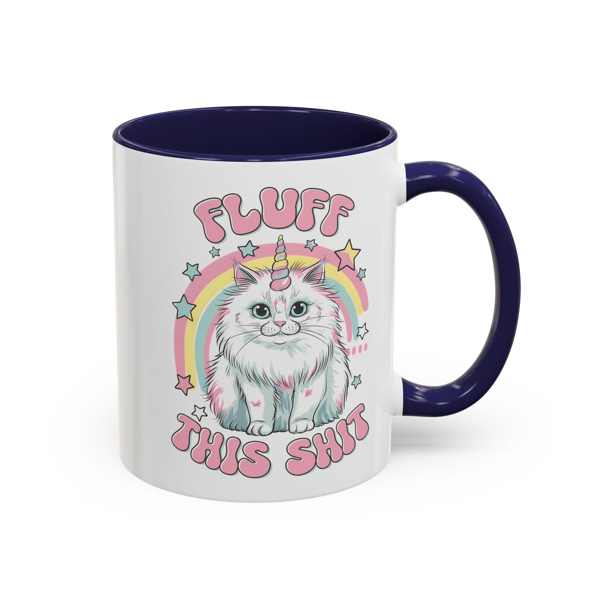 Whimsical Cat Coffee Mug - "Fluff This Shit" funny adult humor sarcasm