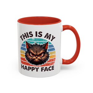 grumpy cat this is my happy face Accent Coffee Mug (11, 15oz) by the x m world