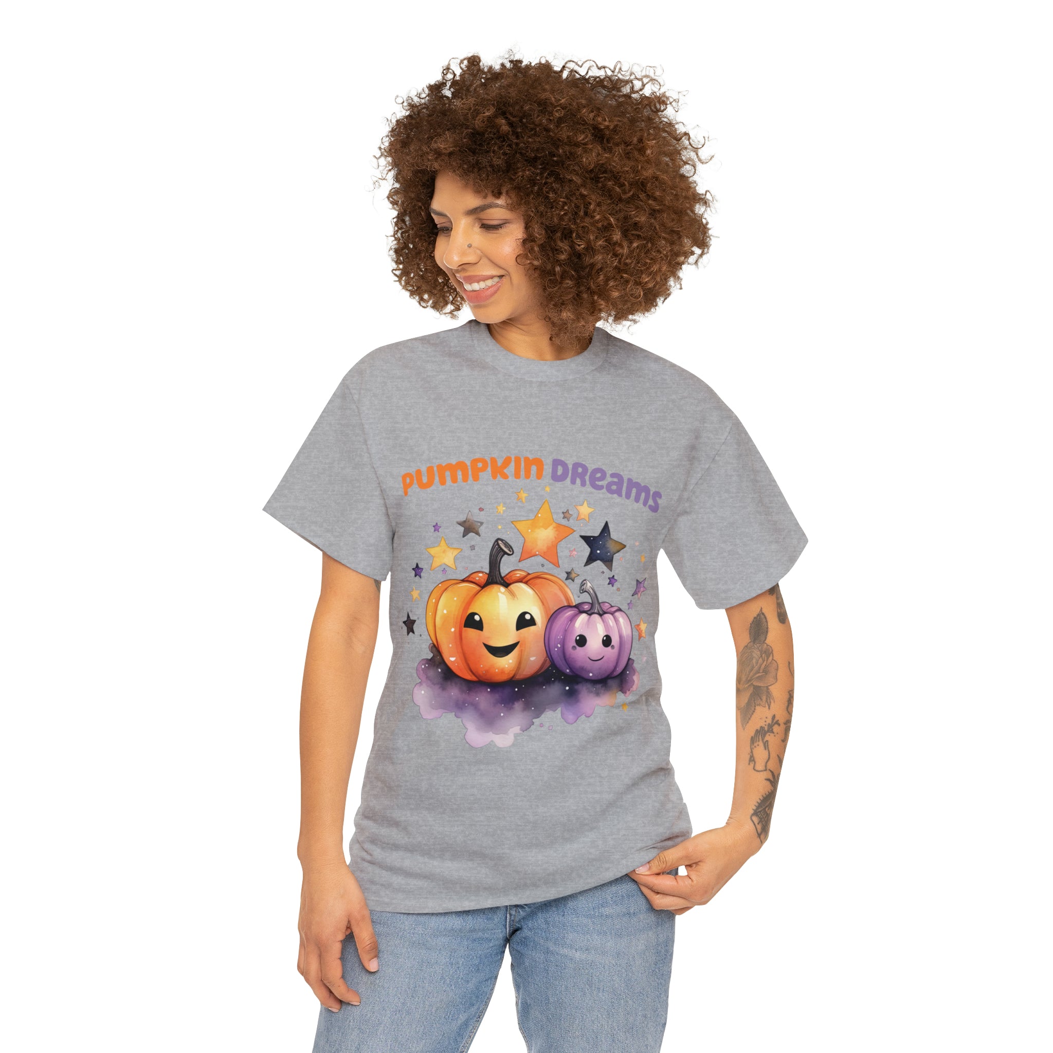 Halloween t shirt pumpkin dreams pastel colors gift for whole family fall fun stocking stuffer Unisex Heavy Cotton Tee