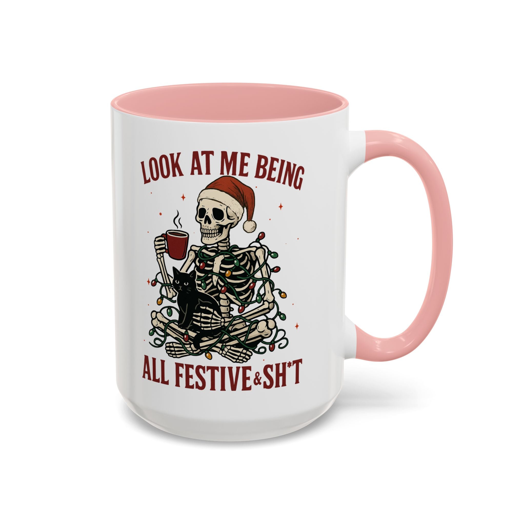 Festive Skeleton Christmas cheer winter Coffee Mug funny adult humor cup