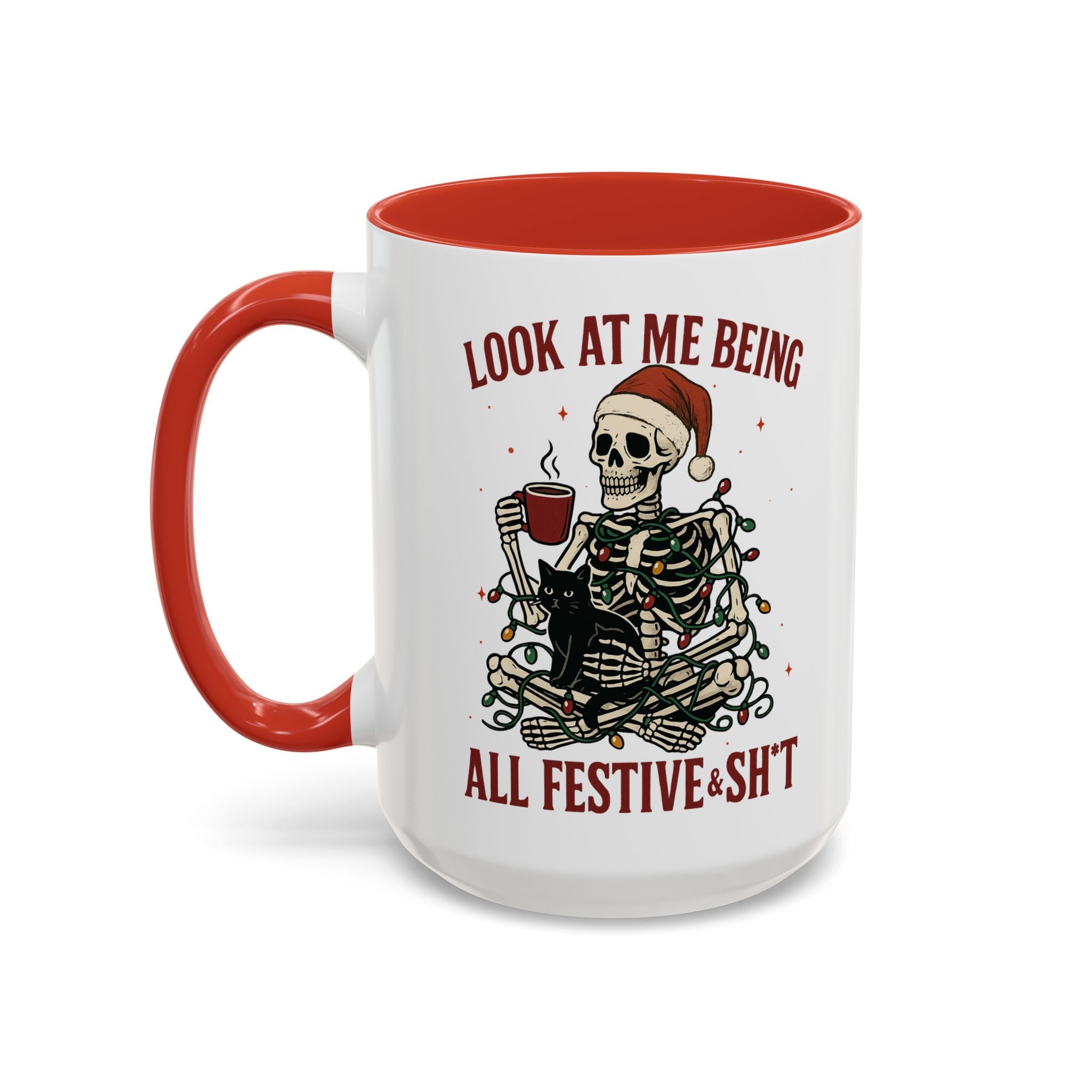 Festive Skeleton Christmas cheer winter Coffee Mug funny adult humor cup