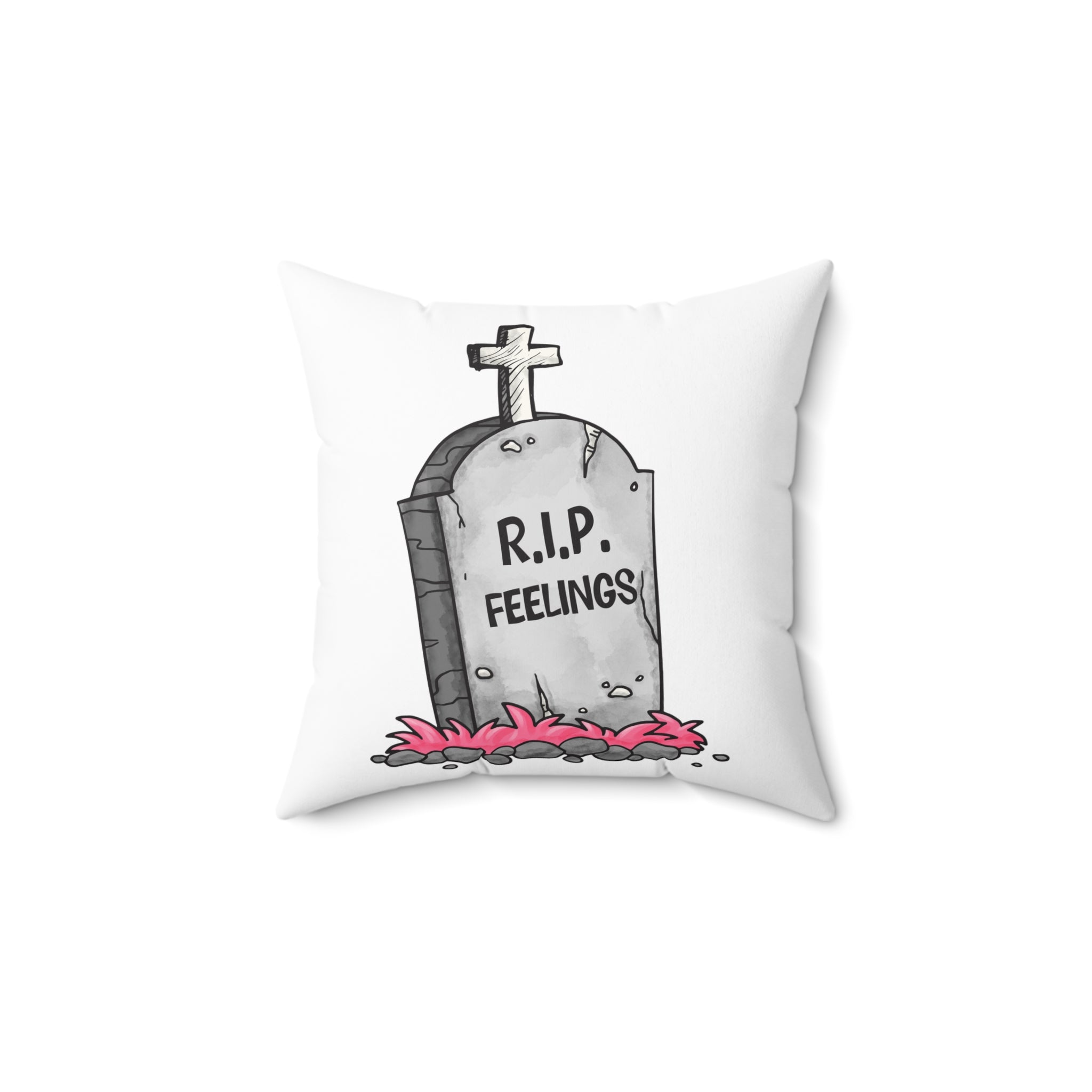 RIP Feelings Decorative Pillow — Funny Graveyard Throw Pillow sarcasm attitude