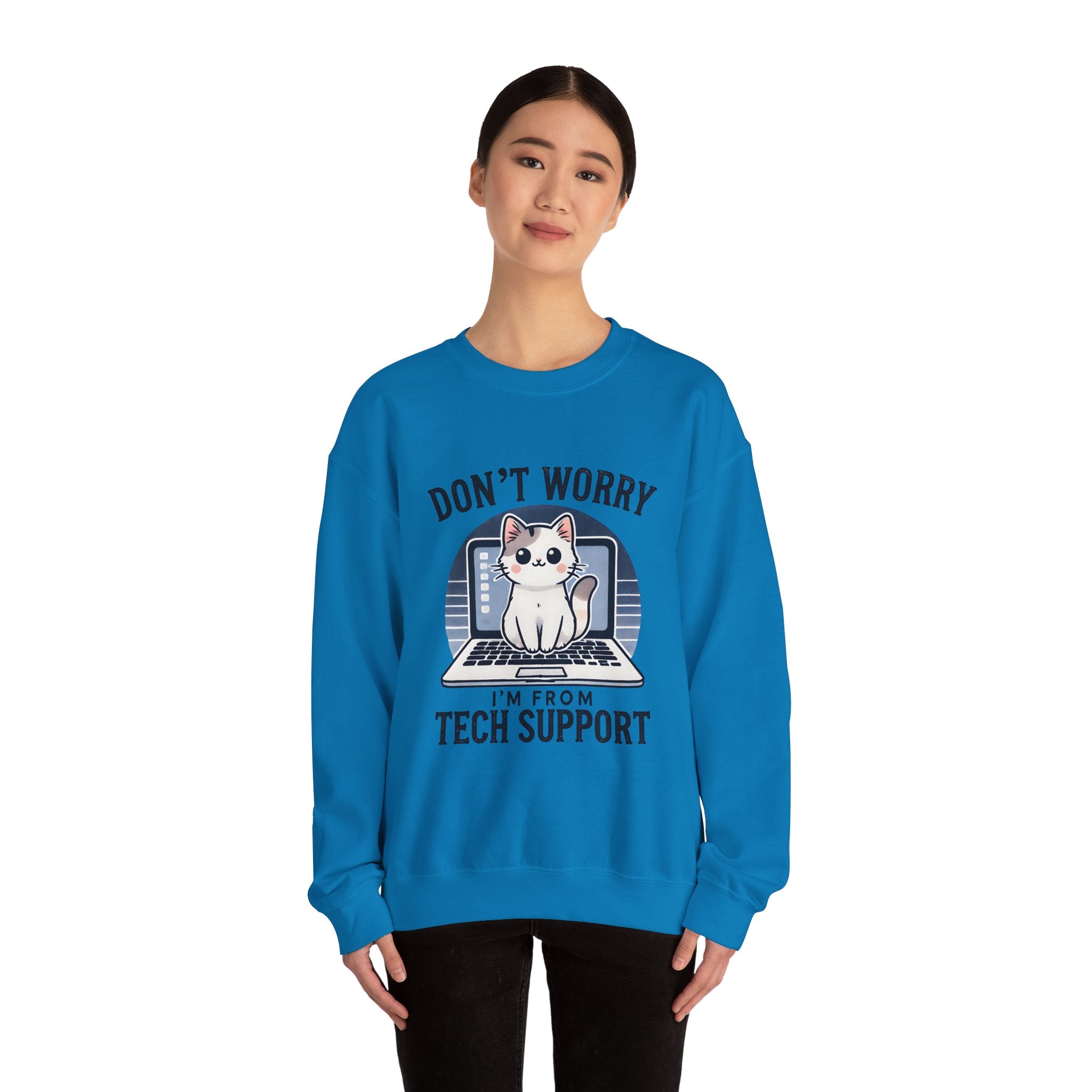 Tech Support Cat Crewneck Sweatshirt – Fun Gift for IT Lovers