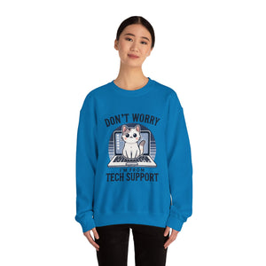Tech Support Cat Crewneck Sweatshirt – Fun Gift for IT Lovers