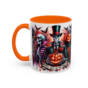 Halloween-themed Accent Coffee Mug, Spooky Skull Mug, Pumpkin Art Cup, Unique Gift for Halloween Lovers, October Decor