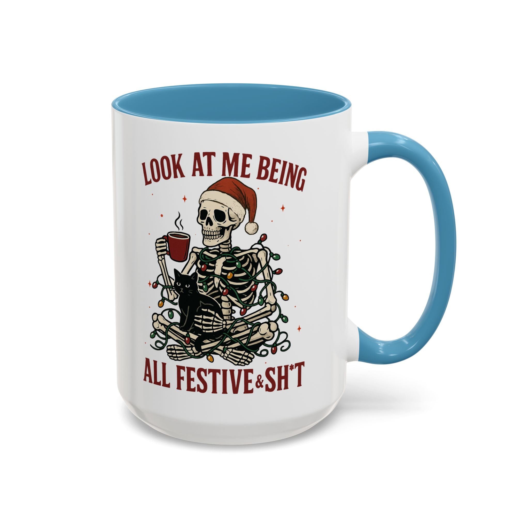 Festive Skeleton Christmas cheer winter Coffee Mug funny adult humor cup