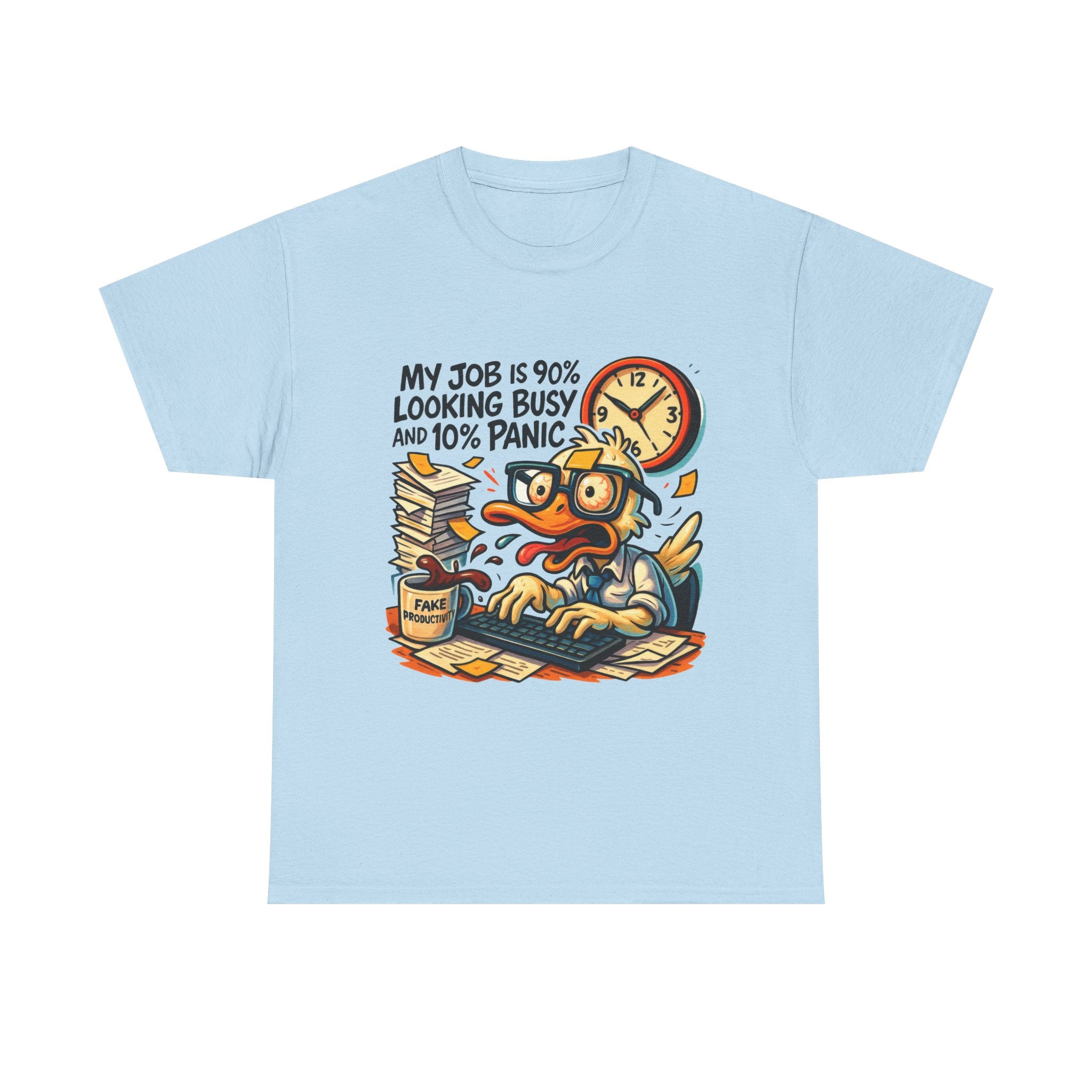 Humorous Work Tee: My Job is 90% Looking Busy, Fun Office Shirt, Gift for Coworkers, Unisex Tee, Casual Wear, Funny Job Humor
