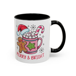 Festive Gingerbread Coffee Mug, Christmas Gift, Holiday Coffee Cup, Merry & Bright Mug, Winter Mug, Hot Chocolate Holder