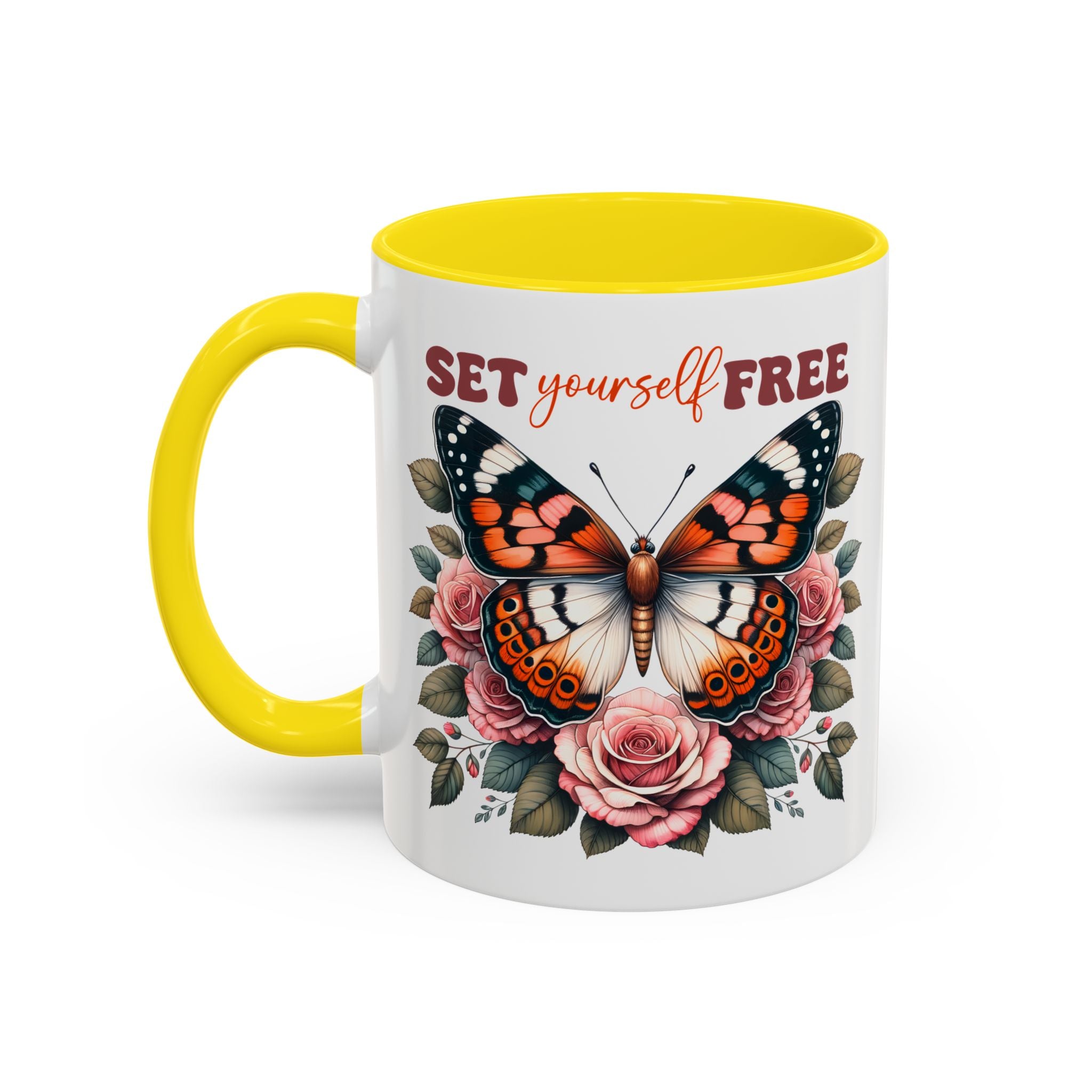 Butterfly Inspiring Coffee Mug - Set Yourself Free positive vibe mental health freedom
