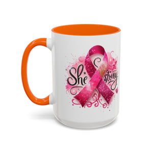 Empowering Pink Ribbon Coffee Mug - Gift for Survivors, Breast Cancer Awareness, Motivational Mug, Inspirational Drinkware, Self-Care Gift