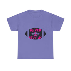Motivational Football Tee, Never Give Up Shirt, Unisex Cotton T-shirt, Support Awareness, Athletic Gift, Sportswear, Inspirational Apparel