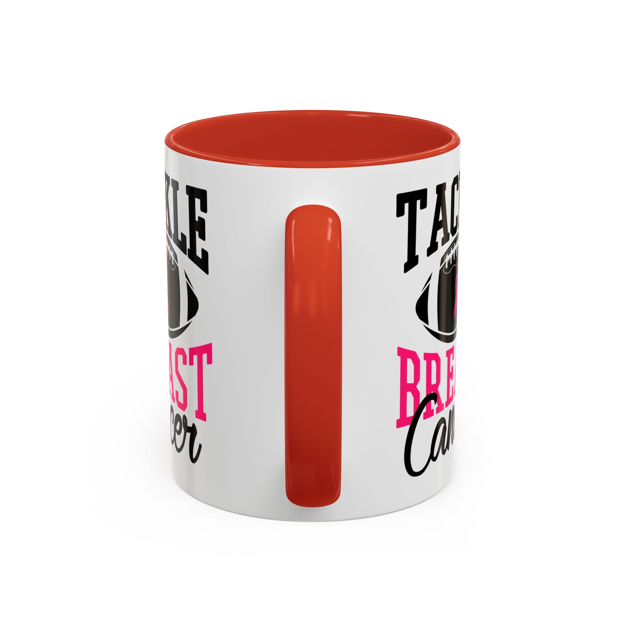 Tackle Breast Cancer Coffee Mug, Supportive Gift for Football Fans, Awareness Mug, Cheer Team Spirit, Fundraiser Drinkware
