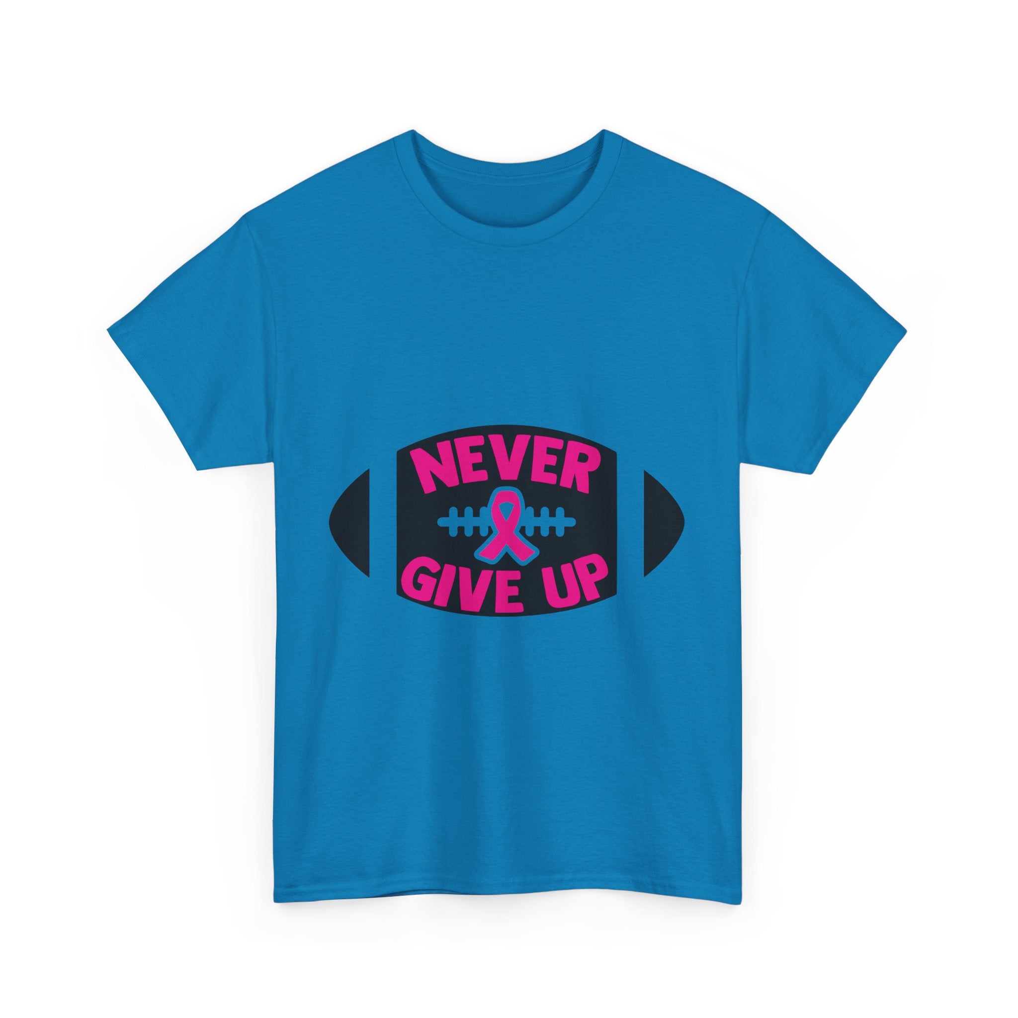 Motivational Football Tee, Never Give Up Shirt, Unisex Cotton T-shirt, Support Awareness, Athletic Gift, Sportswear, Inspirational Apparel