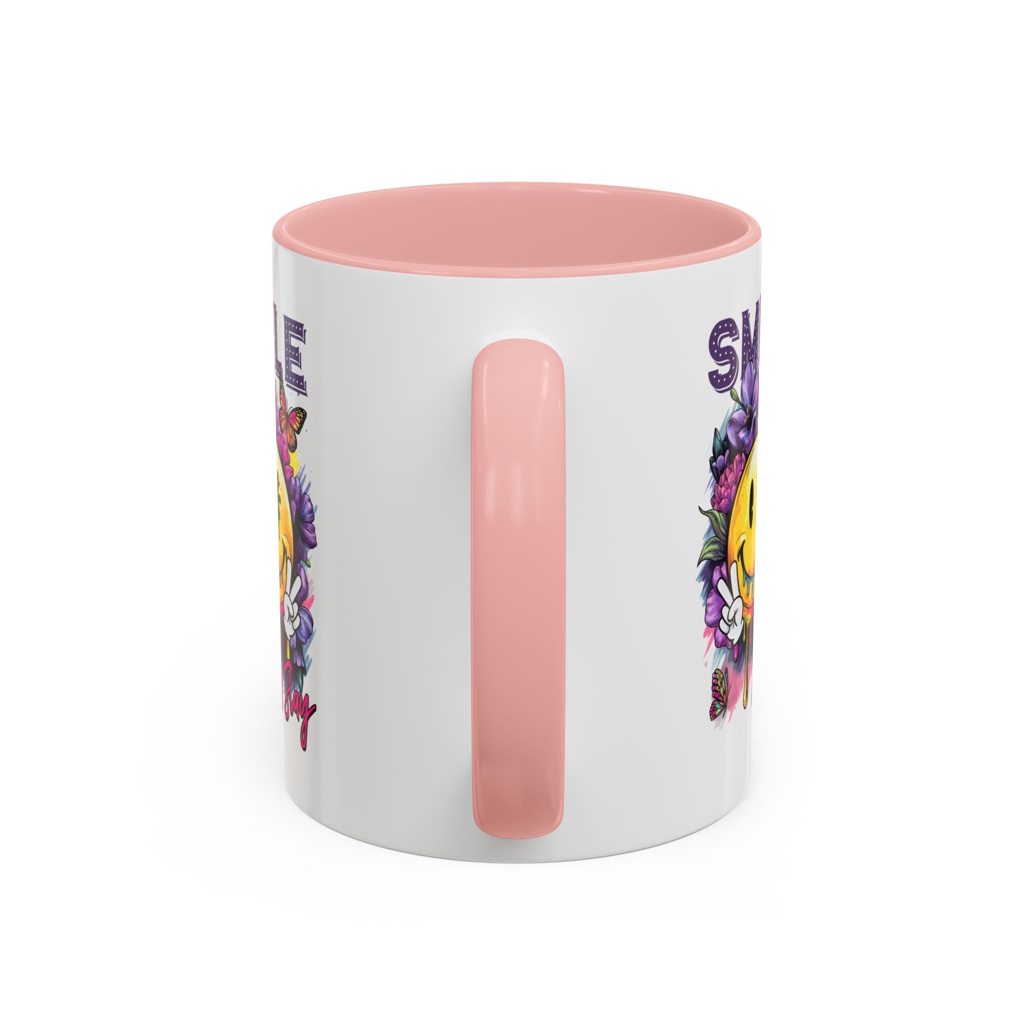 Smile Stay Accent Coffee Mug - Vibrant Floral Design for Positive Vibes