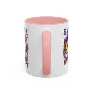 Smile Stay Accent Coffee Mug - Vibrant Floral Design for Positive Vibes
