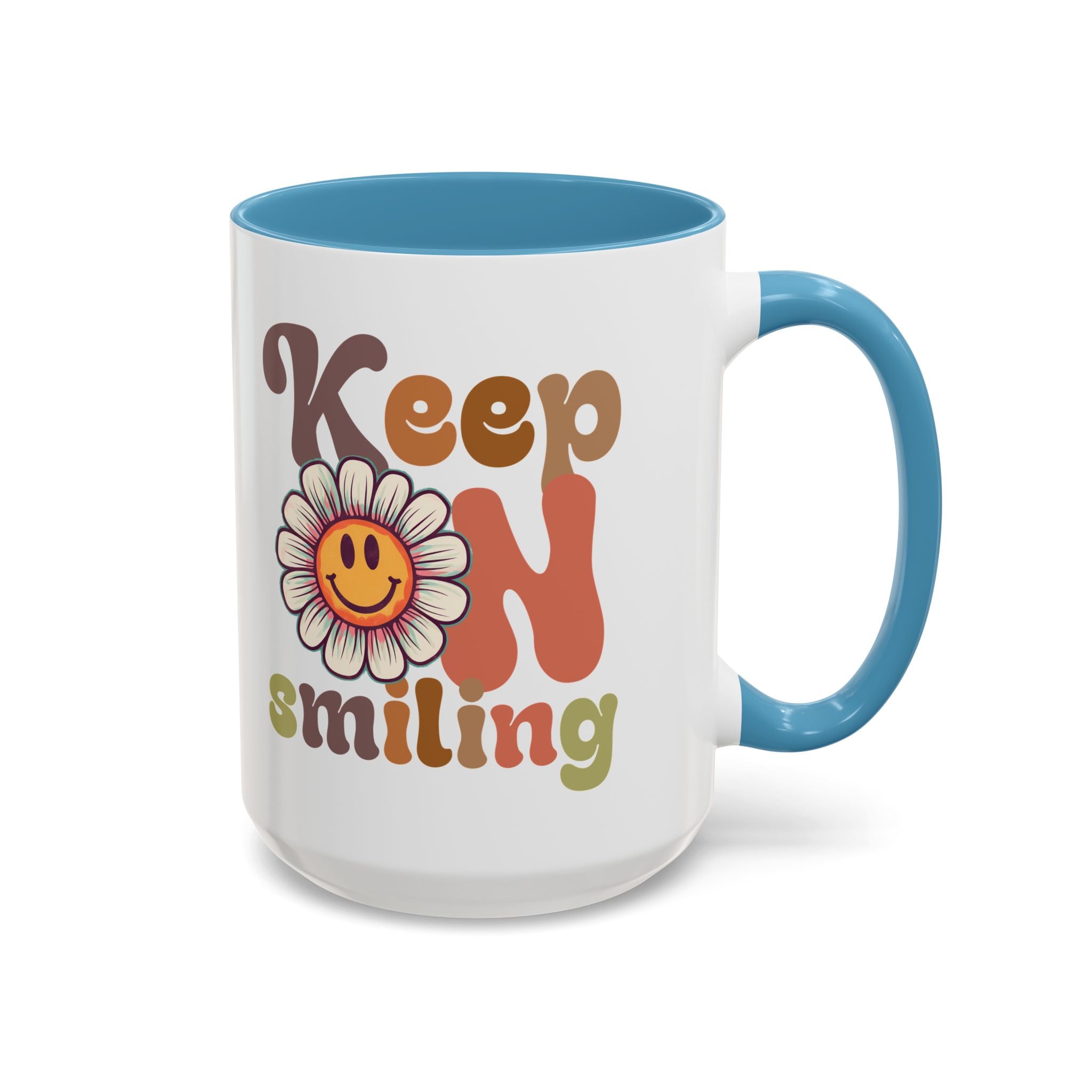 Keep Smiling Floral Coffee Mug - Cheerful 11 & 15oz Accent Mug for Daily Motivation