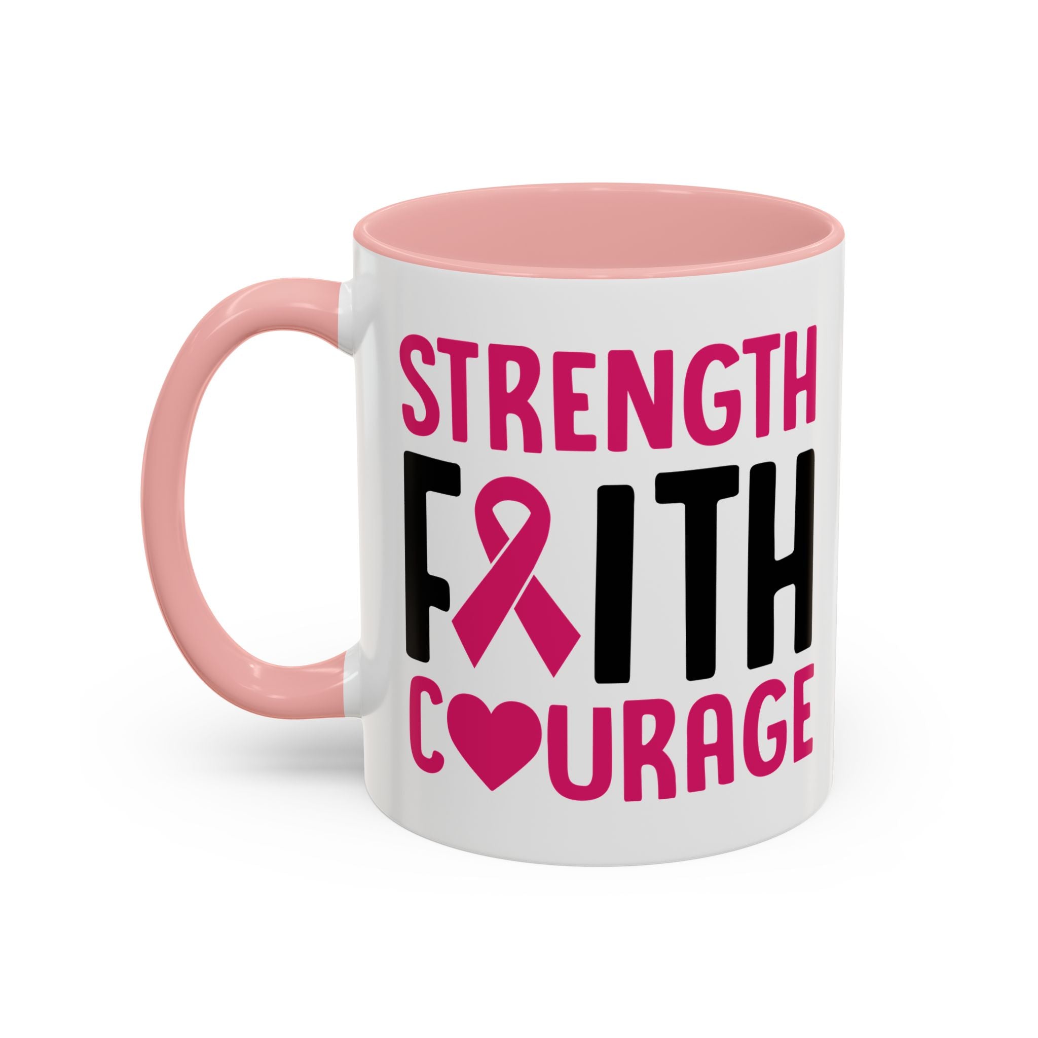 Inspirational Coffee Mug: Strength, Faith, Courage - Gift for Survivors, Awareness Events, Supportive Home Decor, Encouragement