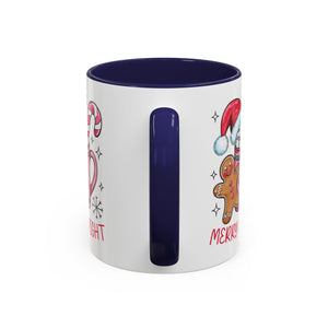 Festive Gingerbread Coffee Mug, Christmas Gift, Holiday Coffee Cup, Merry & Bright Mug, Winter Mug, Hot Chocolate Holder