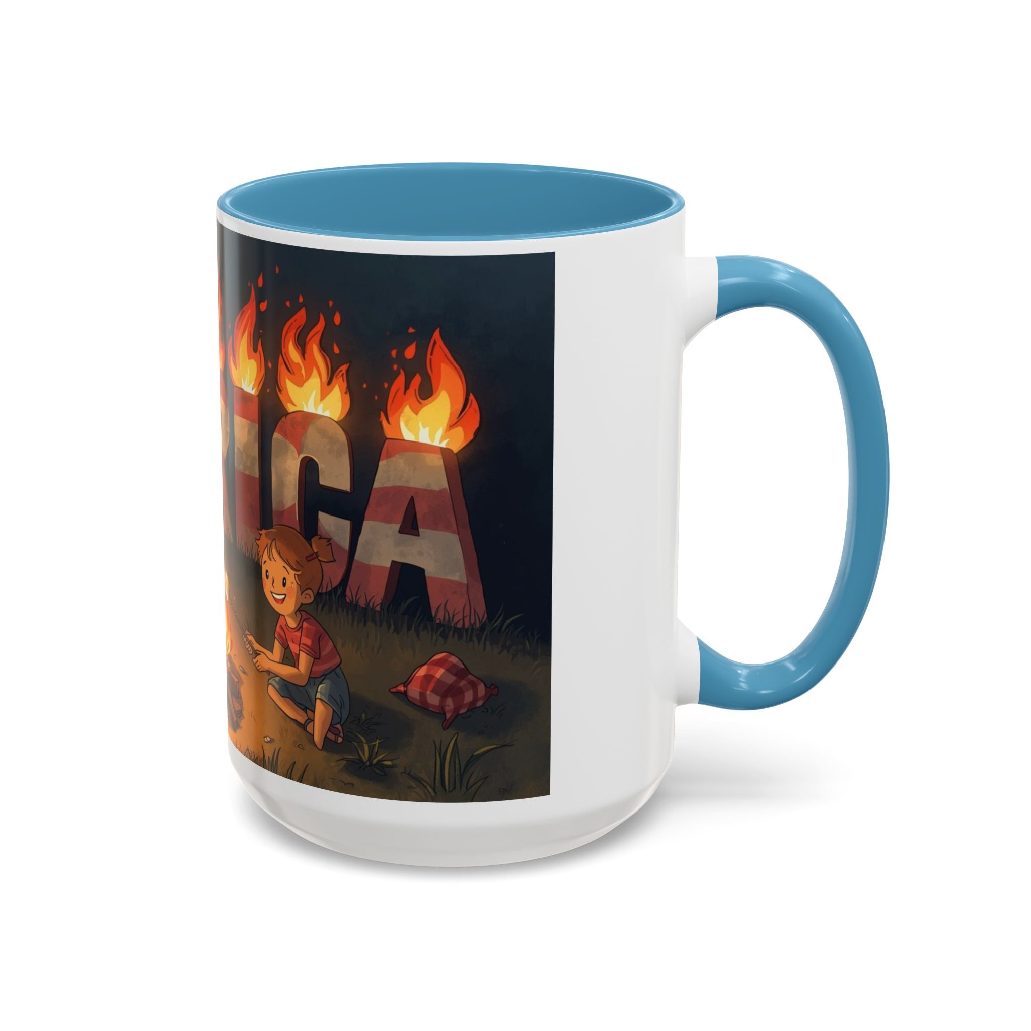 Patriotic Camping Coffee Mug - Fun America Design, Perfect for , Campfire Gatherings, Super for Gifts