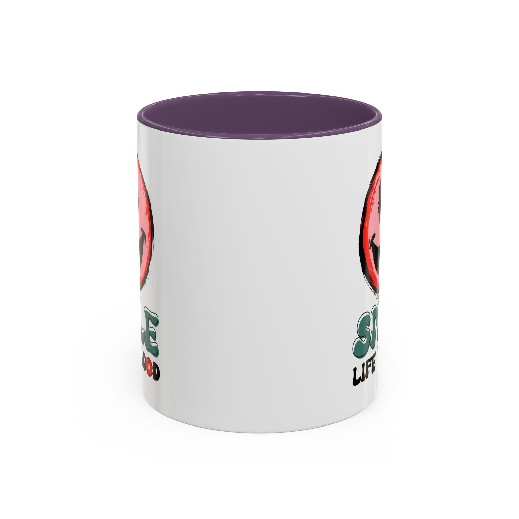 Smiley Face Accent Coffee Mug - "Smile, Life is Good" - 11oz & 15oz