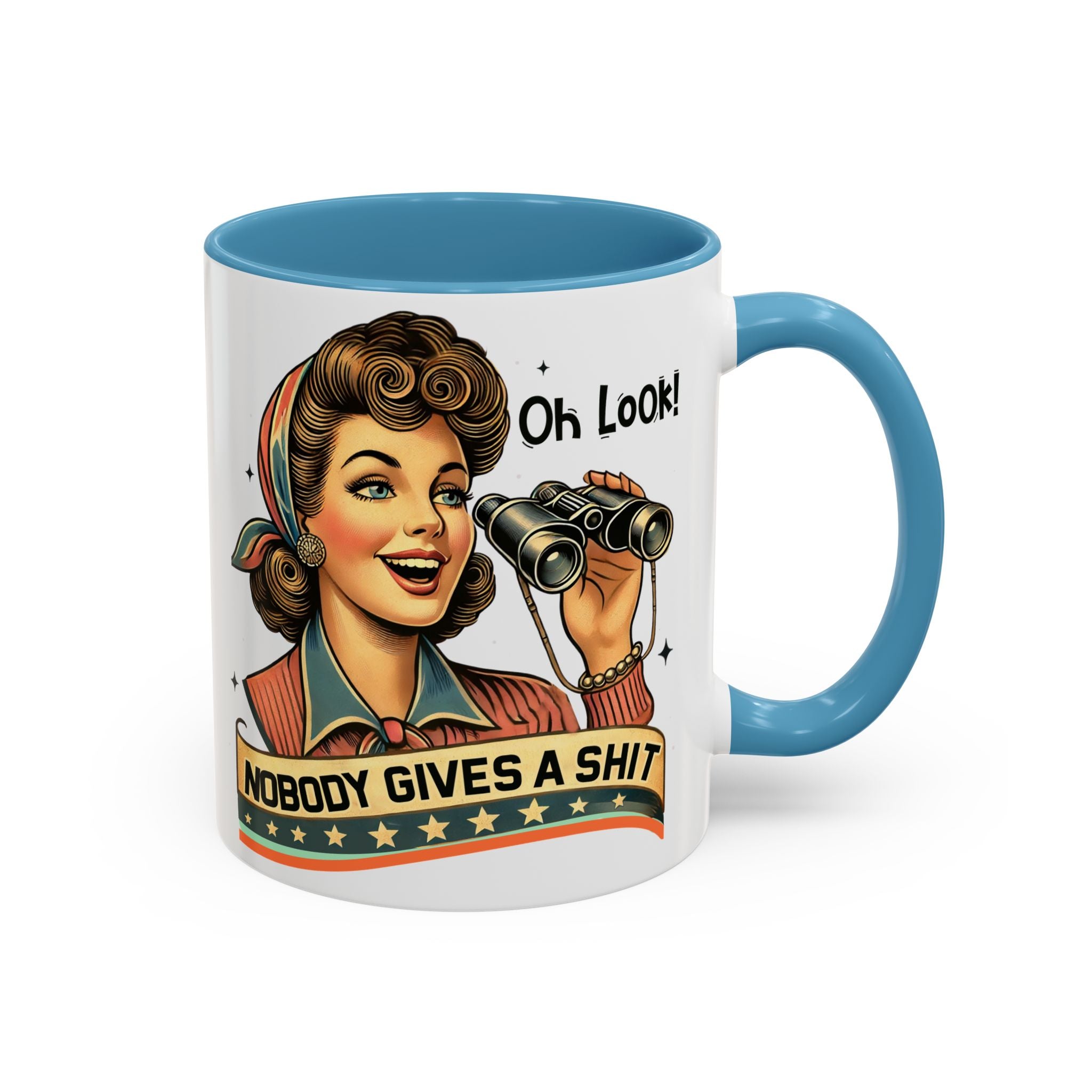 Nobody Gives a Shit Retro Coffee Mug — Funny Vintage Pin-Up Accent Mug (11/15oz)
