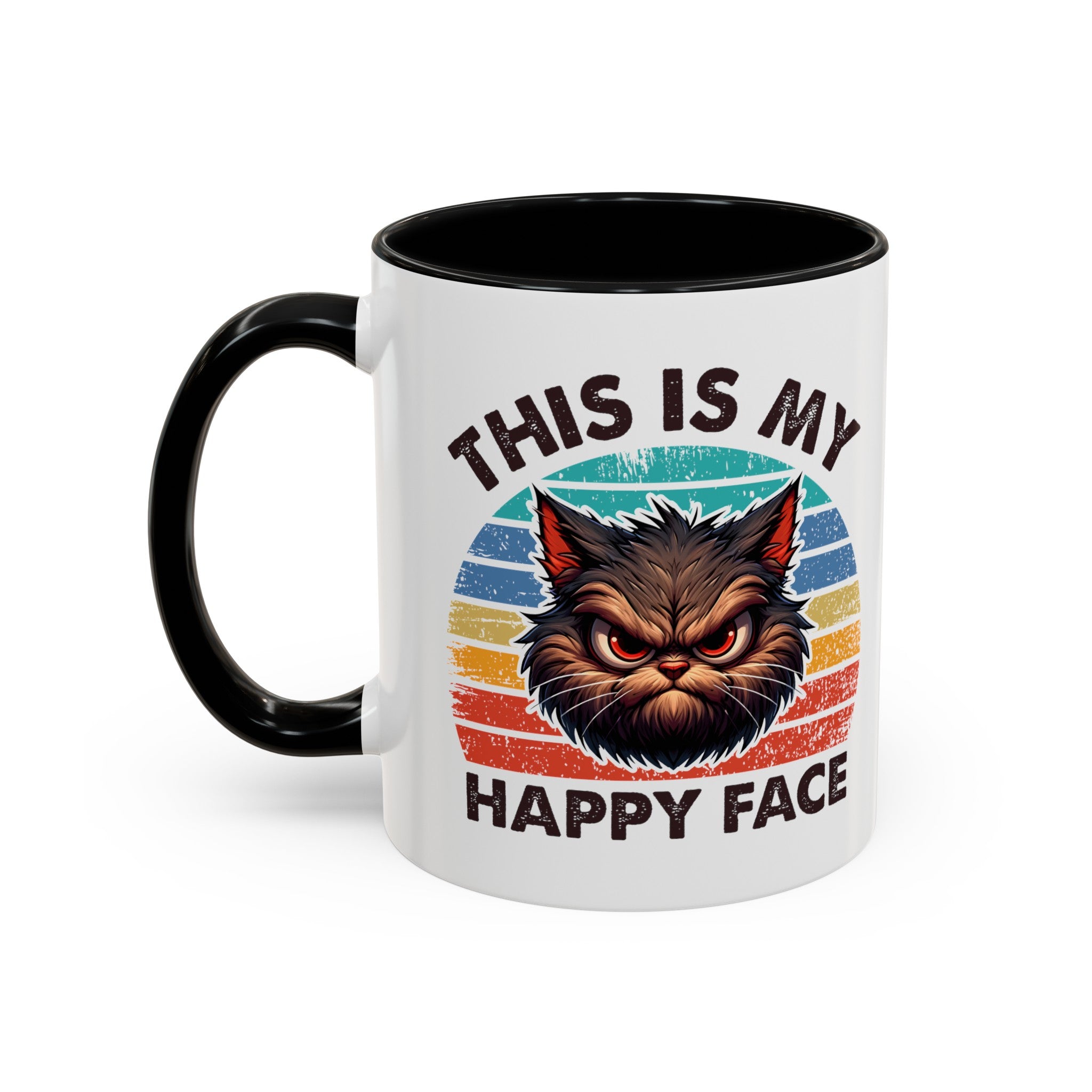 grumpy cat this is my happy face Accent Coffee Mug (11, 15oz) by the x m world