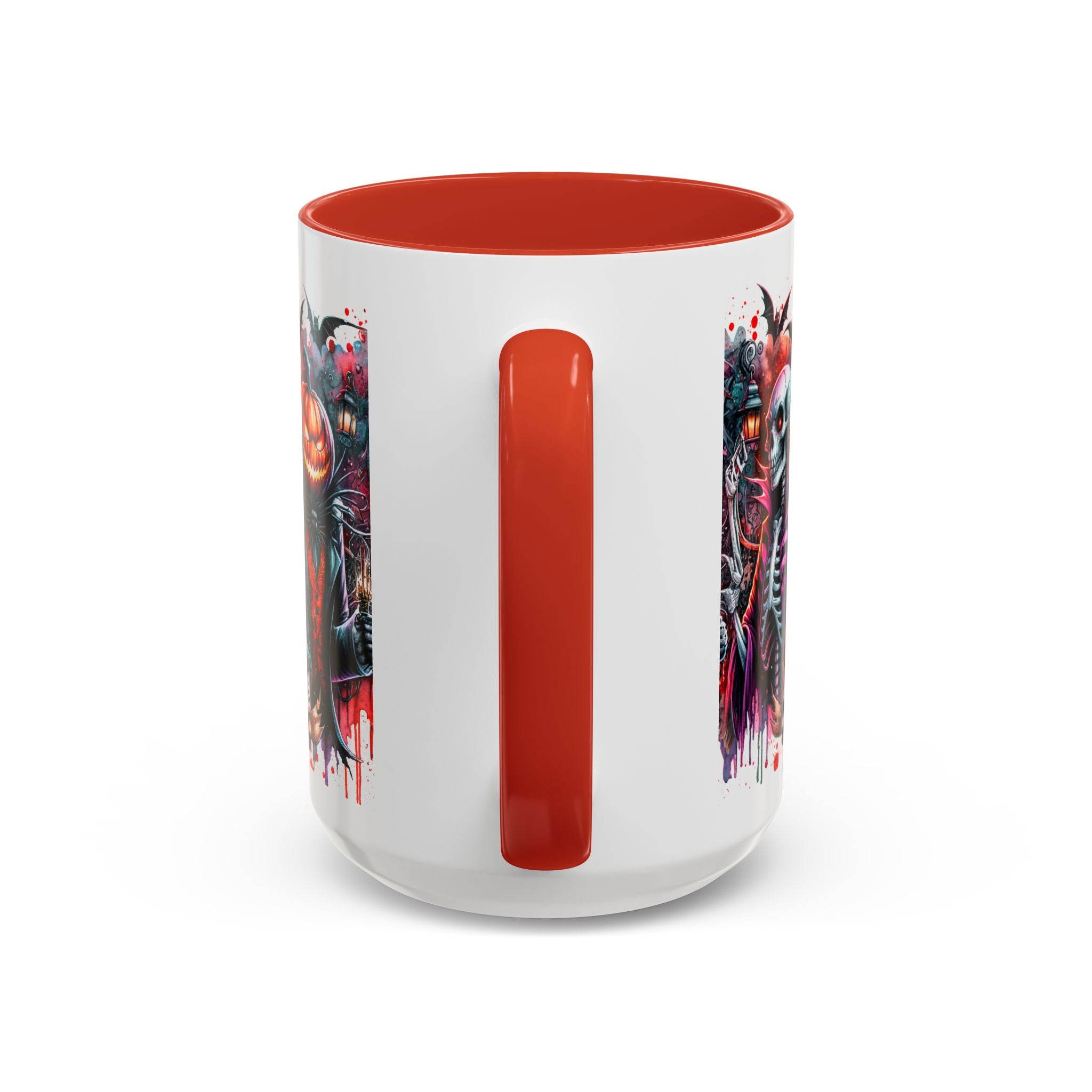 Halloween-themed Accent Coffee Mug, Spooky Skull Mug, Pumpkin Art Cup, Unique Gift for Halloween Lovers, October Decor