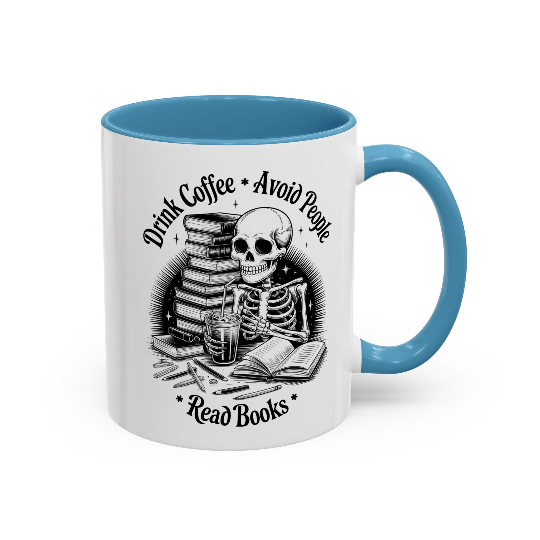 Skeleton Coffee Mug - Drink Coffee, Avoid People funny adult humor