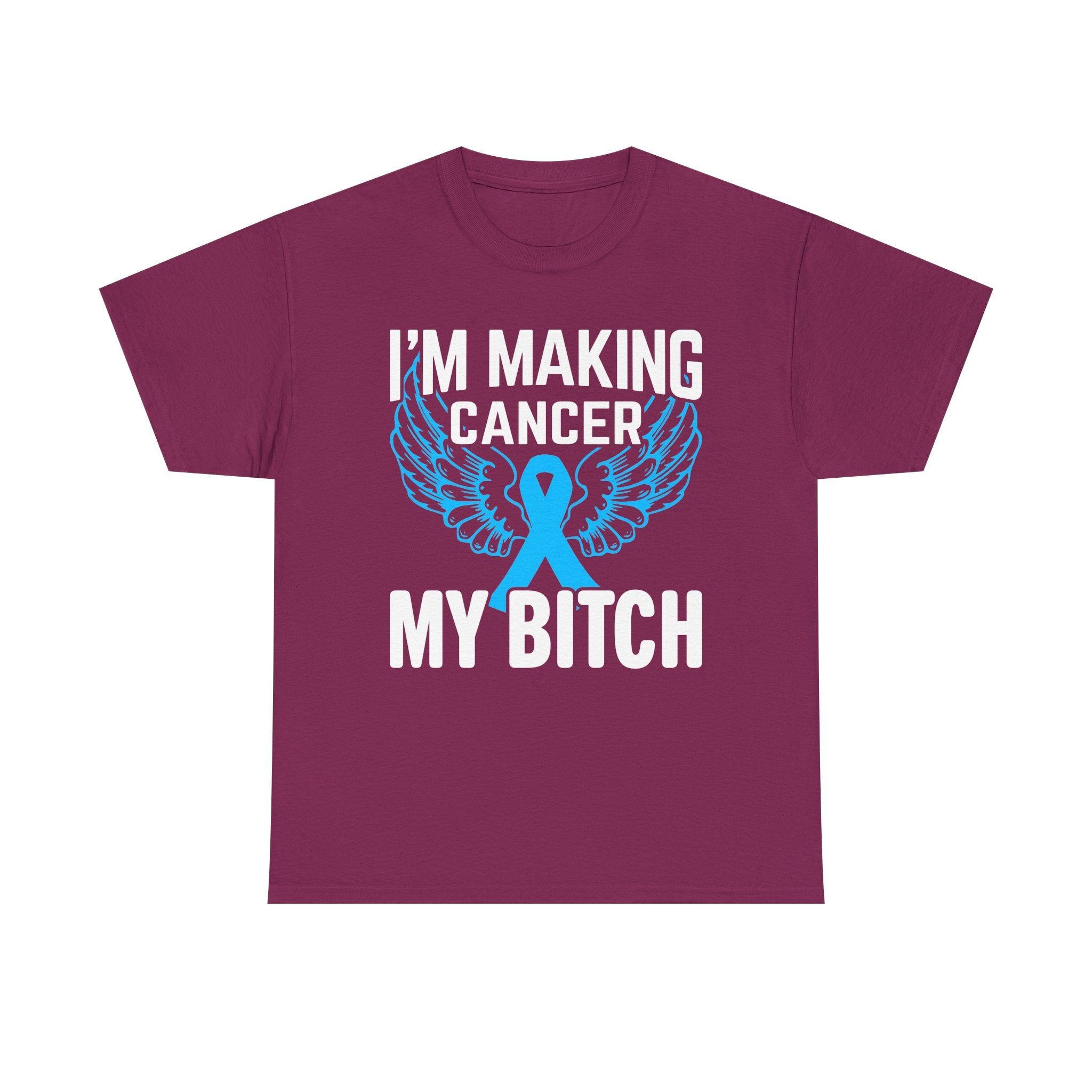 Angel Wings cancer Awareness Tee, Unisex Cotton Shirt for Support, Gift for Advocates, Fundraising Event Wear, Blue Ribbon Merchandise