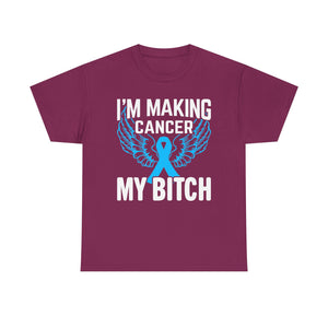 Angel Wings cancer Awareness Tee, Unisex Cotton Shirt for Support, Gift for Advocates, Fundraising Event Wear, Blue Ribbon Merchandise