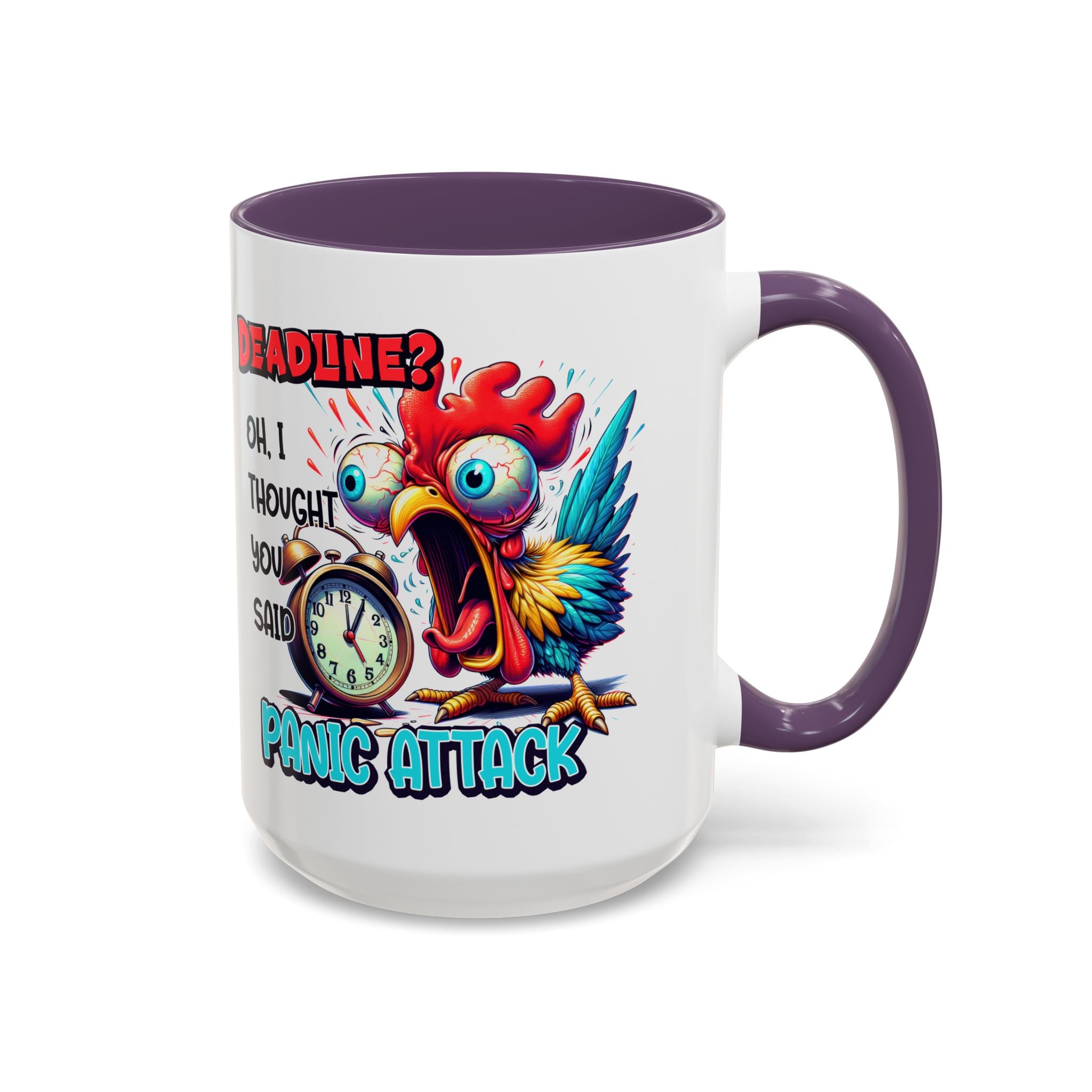 Funny Panic Attack Coffee Mug, Quirky Rooster Mug for Stress Relief, Gift for Teachers, Office Humor, Coworker Gift, Fun Coffee Cup