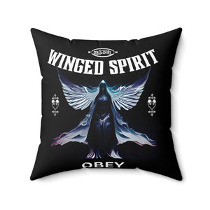 Obey winged spirit gothic Spun Polyester Square Pillow