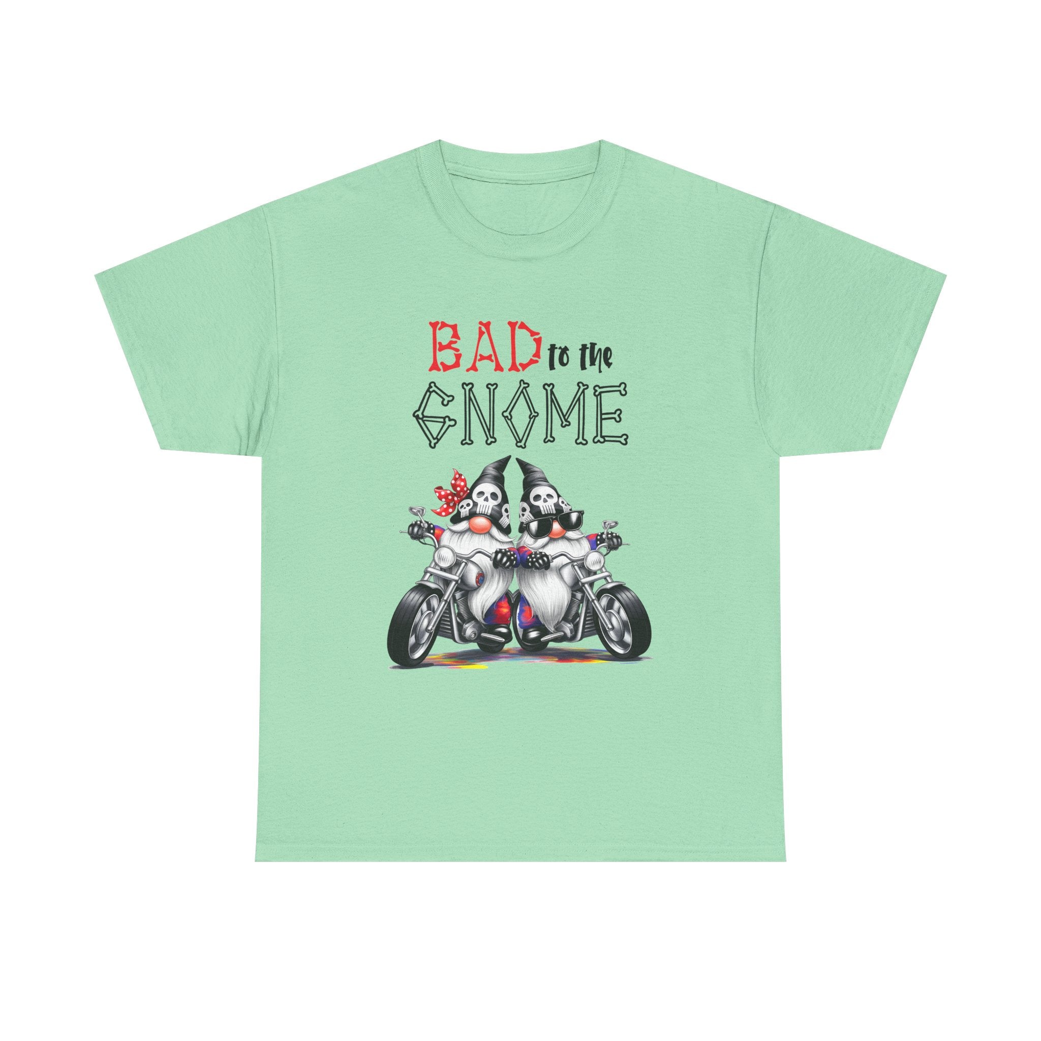 Bad to the Gnome Unisex Heavy Cotton Tee - Fun and Whimsical Biker Shirt