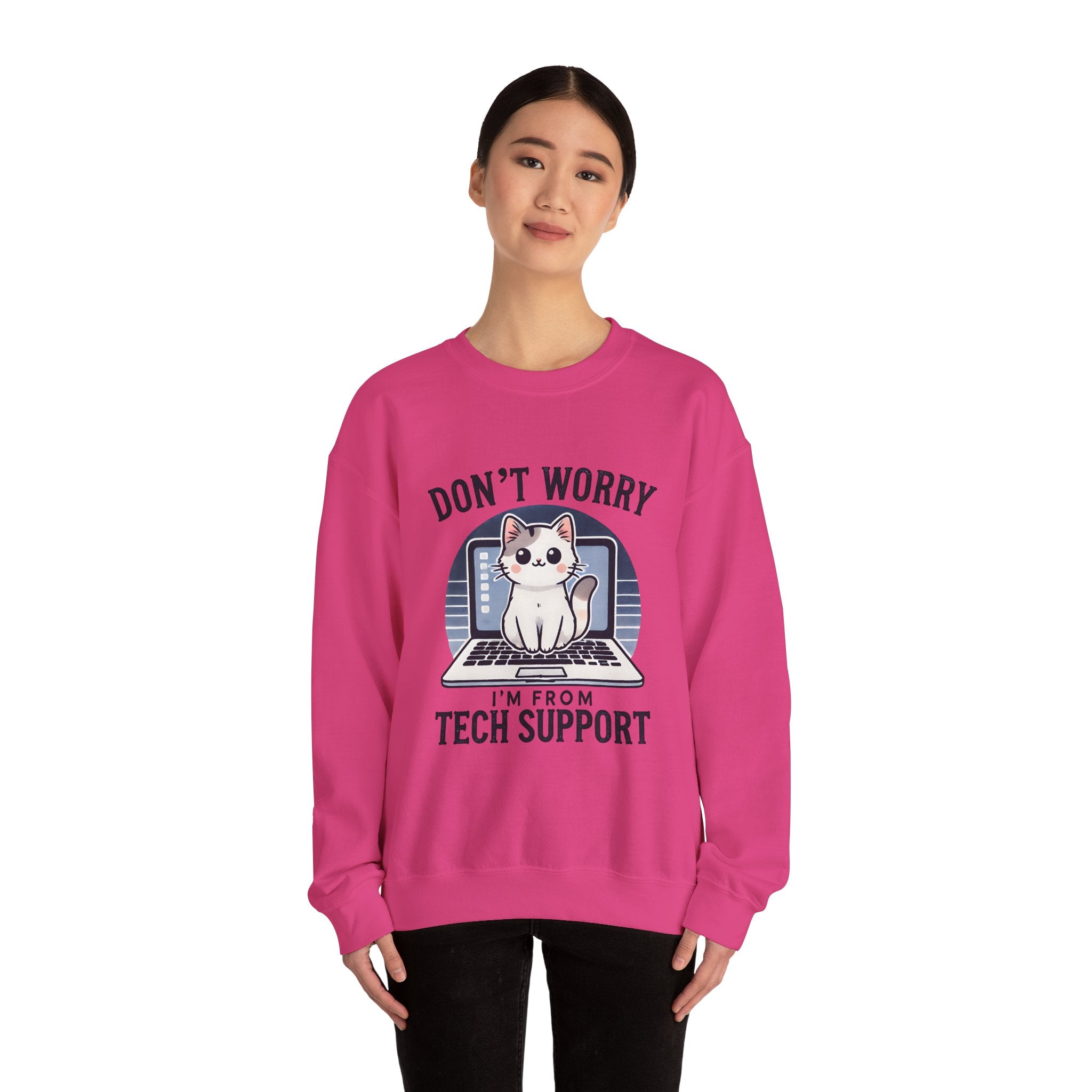 Tech Support Cat Crewneck Sweatshirt – Fun Gift for IT Lovers