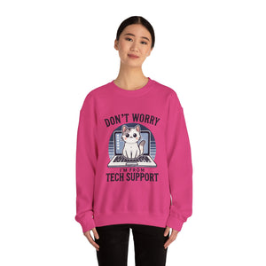 Tech Support Cat Crewneck Sweatshirt – Fun Gift for IT Lovers