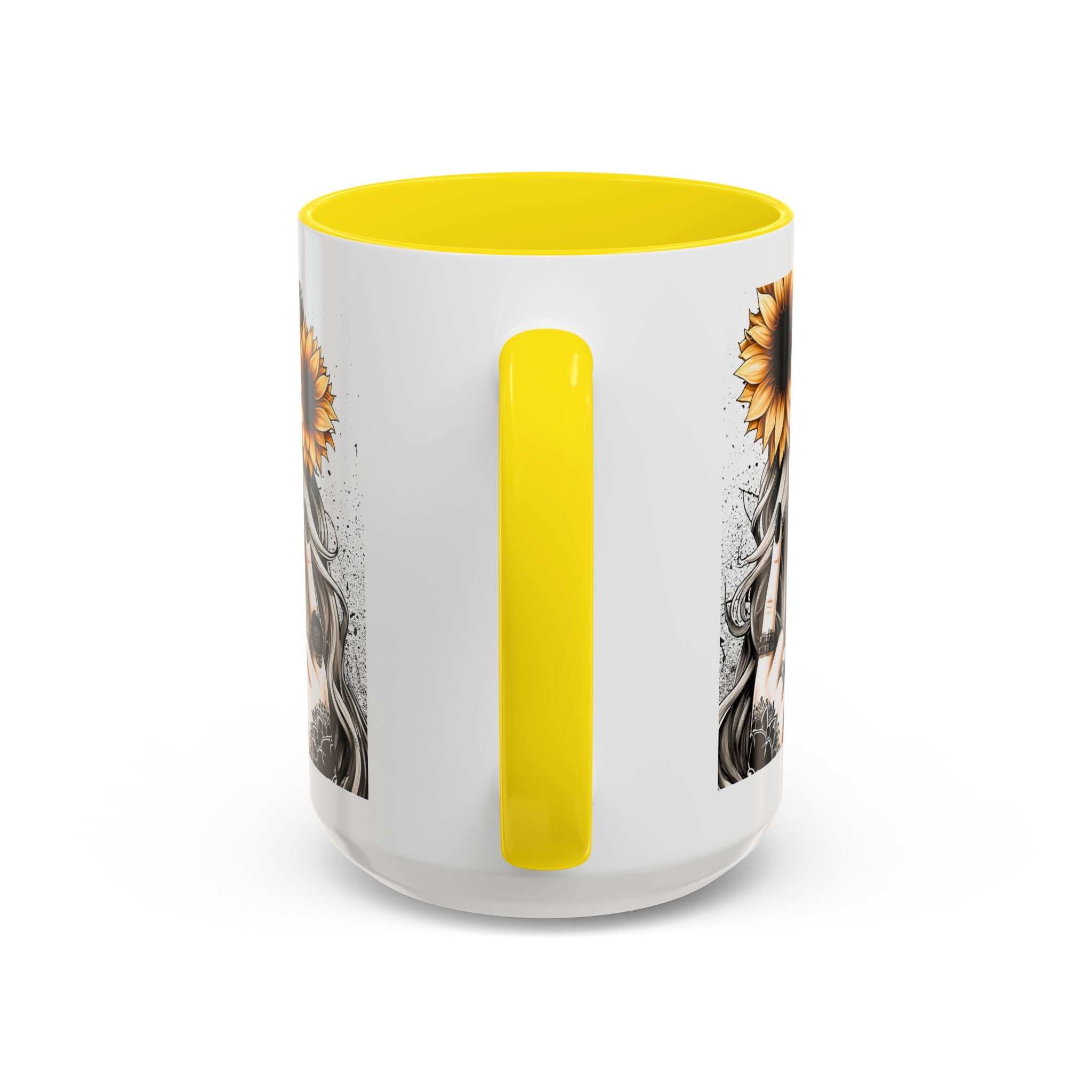 Sunflower Skull Accent Coffee Mug, Gothic Floral Mug, Unique Gift for Coffee Lovers, Boho Decor, Halloween Mug, Artful Drinkware